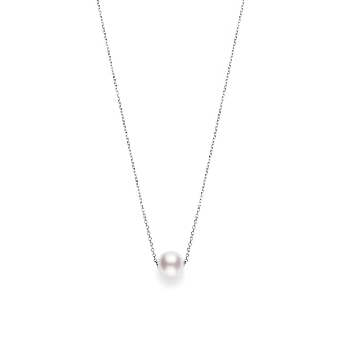 Mikimoto White Gold and Akoya 8mm Pearl Slider Necklace