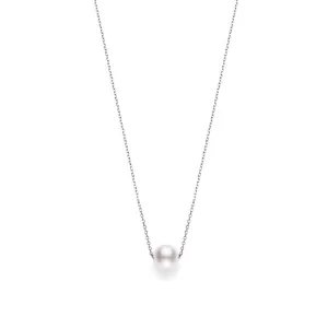 Mikimoto White Gold and Akoya 8mm Pearl Slider Necklace