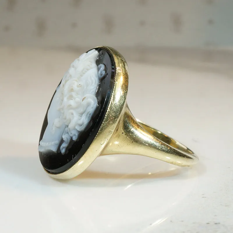 Mirror Twins Victorian Cameo in 1920s Gold Ring