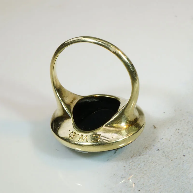 Mirror Twins Victorian Cameo in 1920s Gold Ring