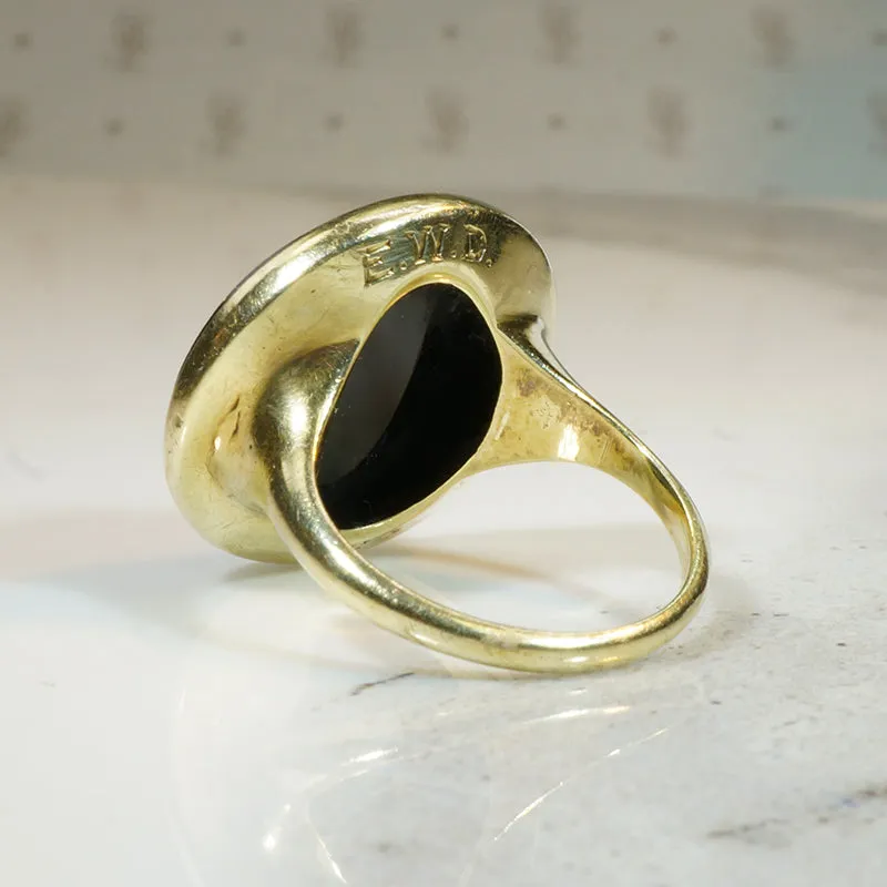 Mirror Twins Victorian Cameo in 1920s Gold Ring