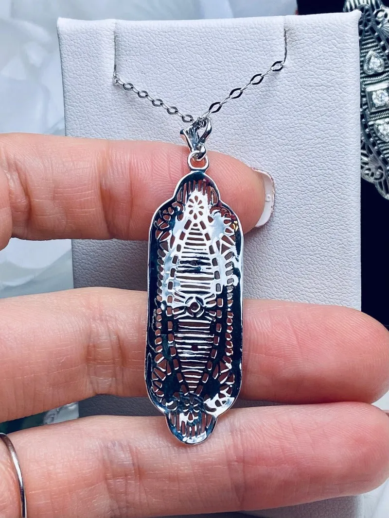 Moissanite Angel Wing Pendant Necklace, Vintage Revival Jewelry #P359 - Ready to Ship