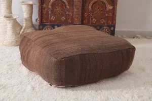 Moroccan handmade ottoman pouf in earthen color
