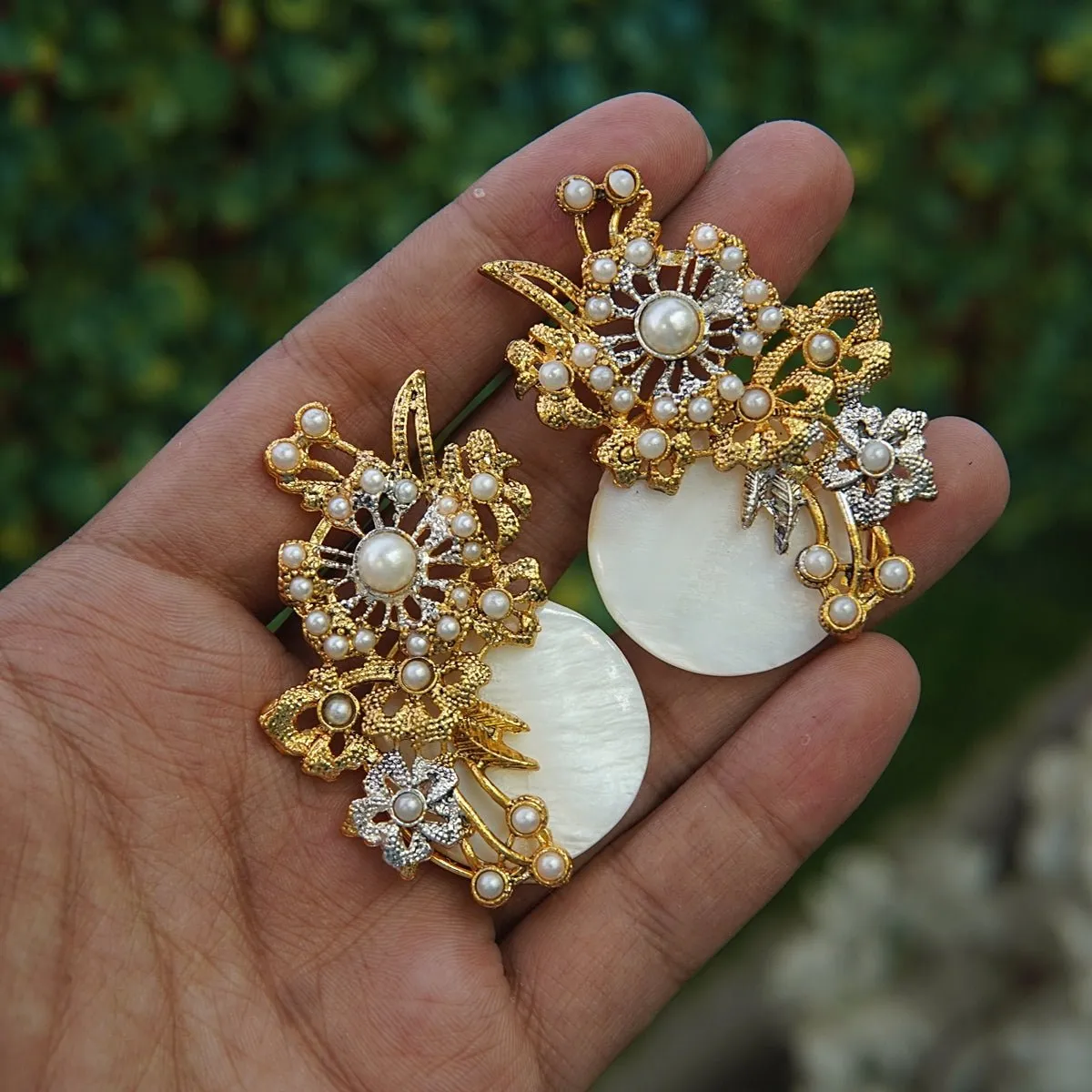 Mother Of Pearl Handcrafted Earrings