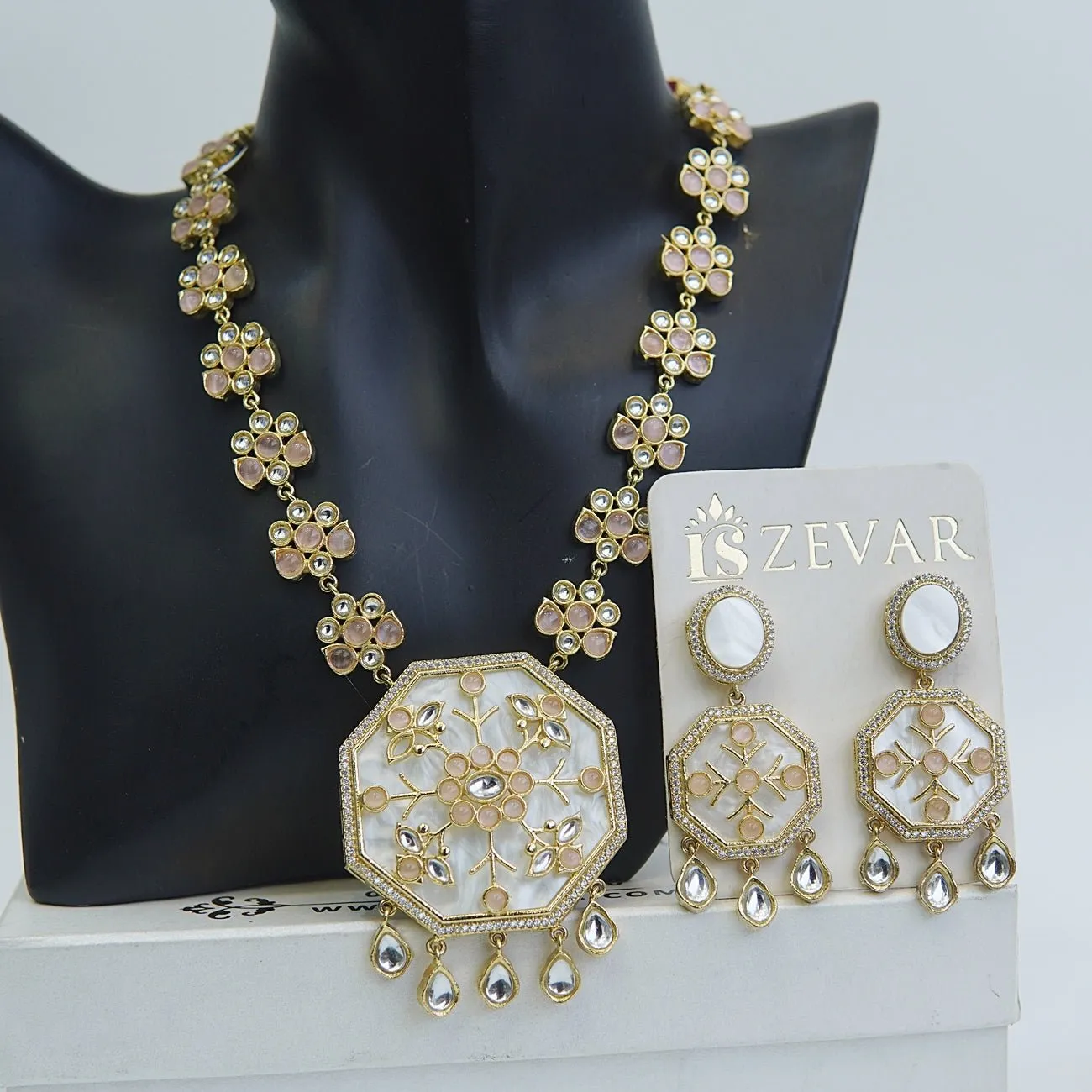 Mother of Pearl Jaipuri Kundan Set