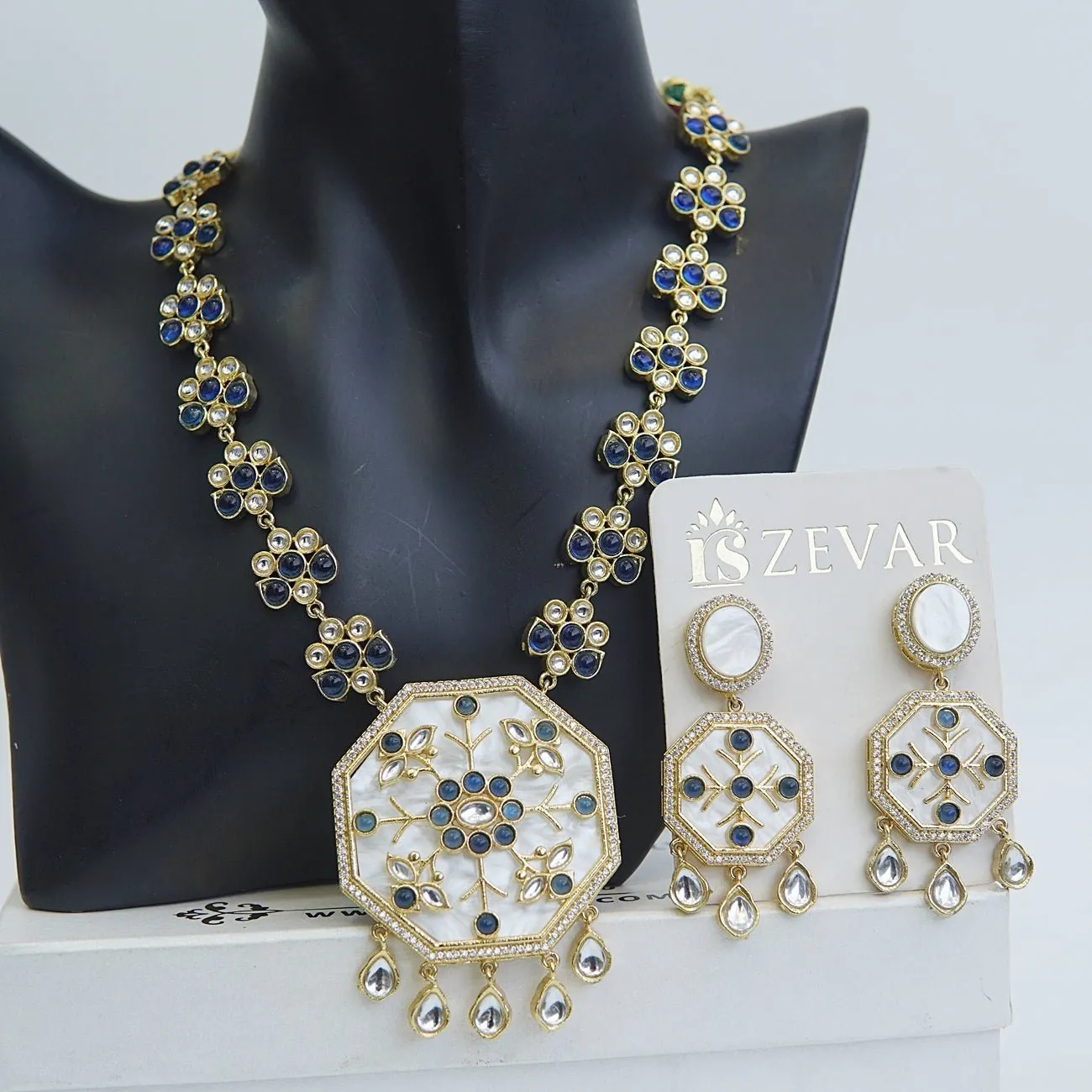 Mother of Pearl Jaipuri Kundan Set