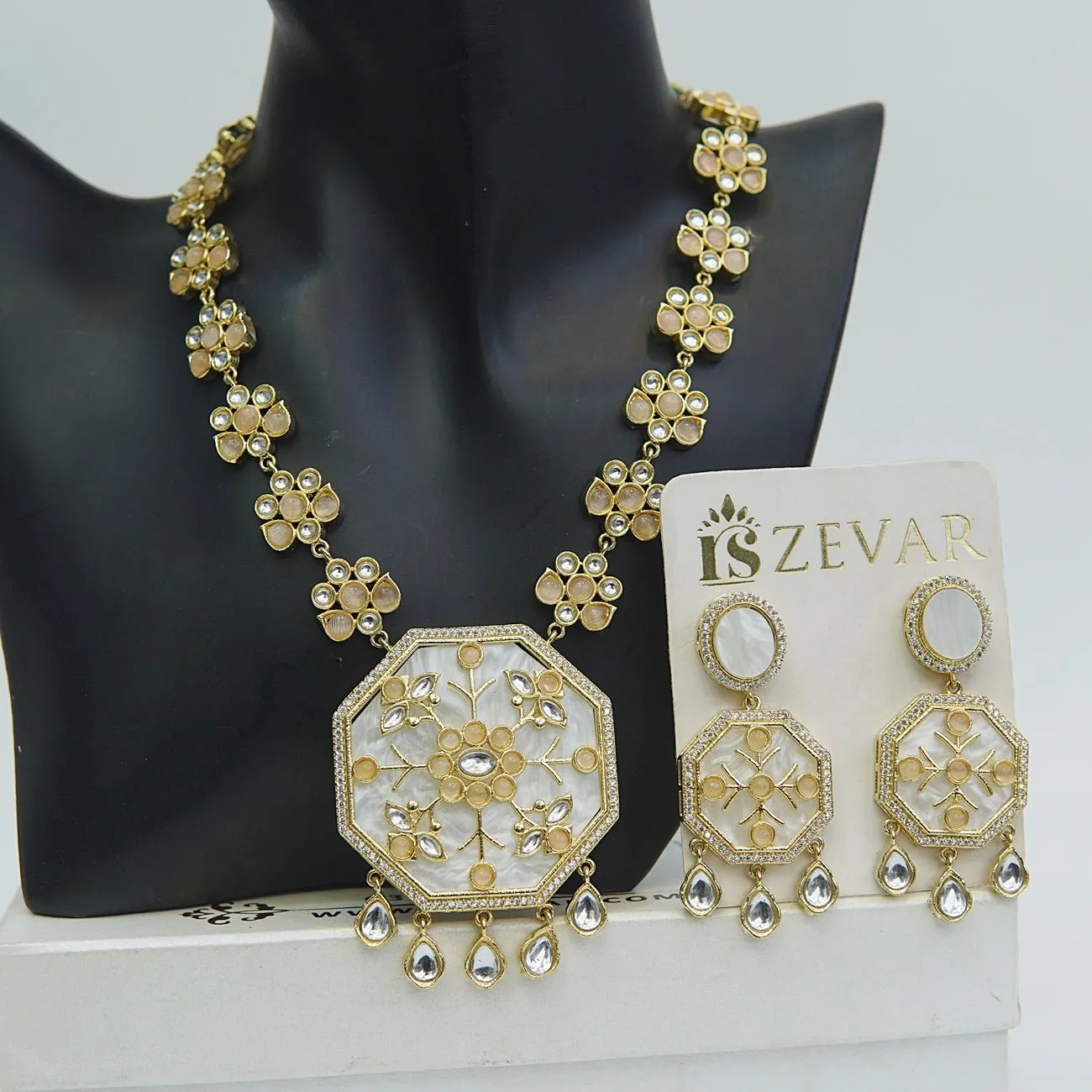Mother of Pearl Jaipuri Kundan Set