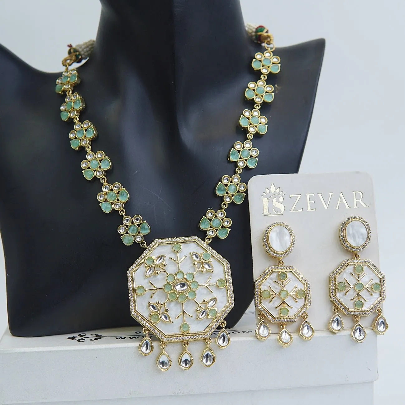 Mother of Pearl Jaipuri Kundan Set