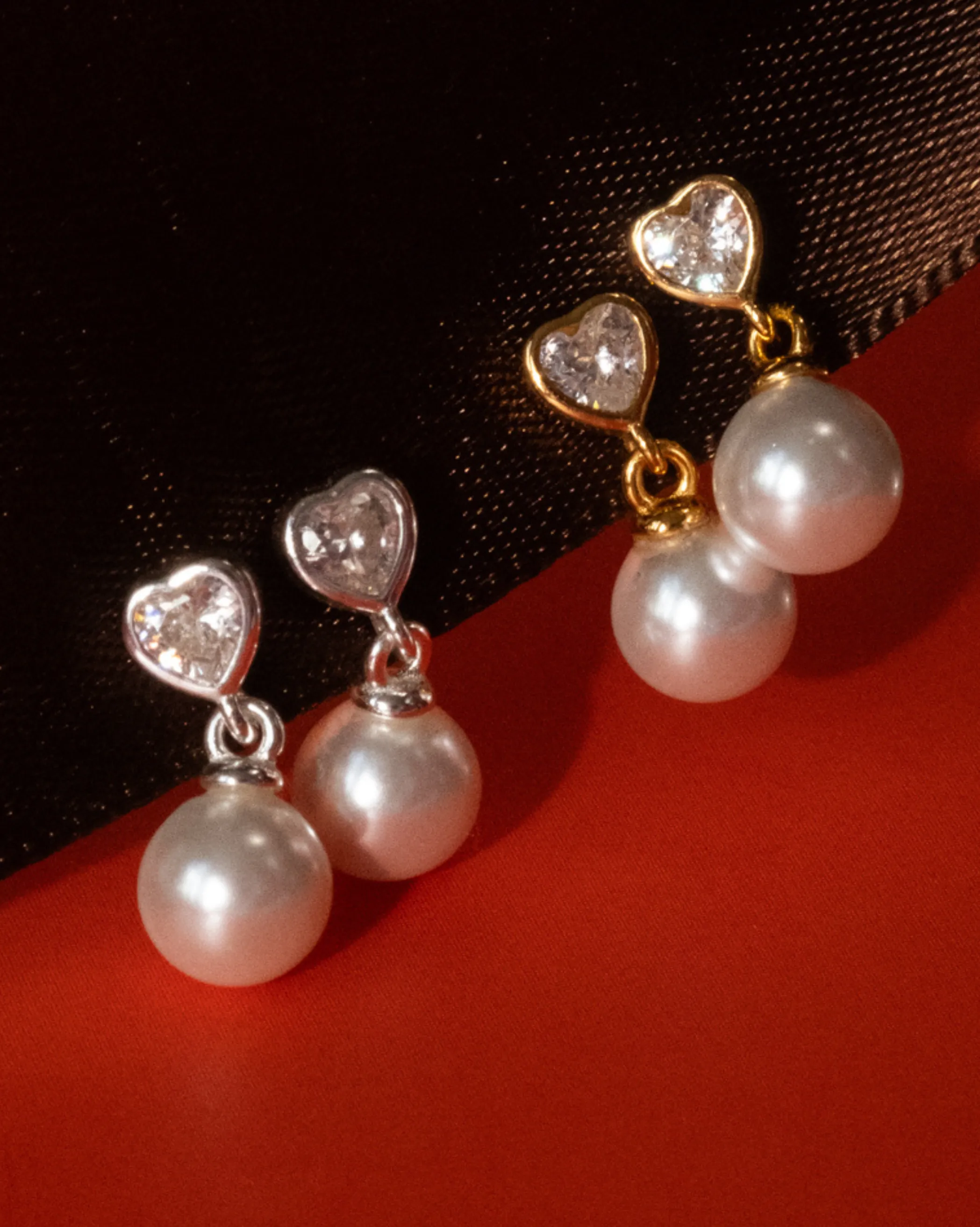 Motunui Heart Pearl Drop Studs