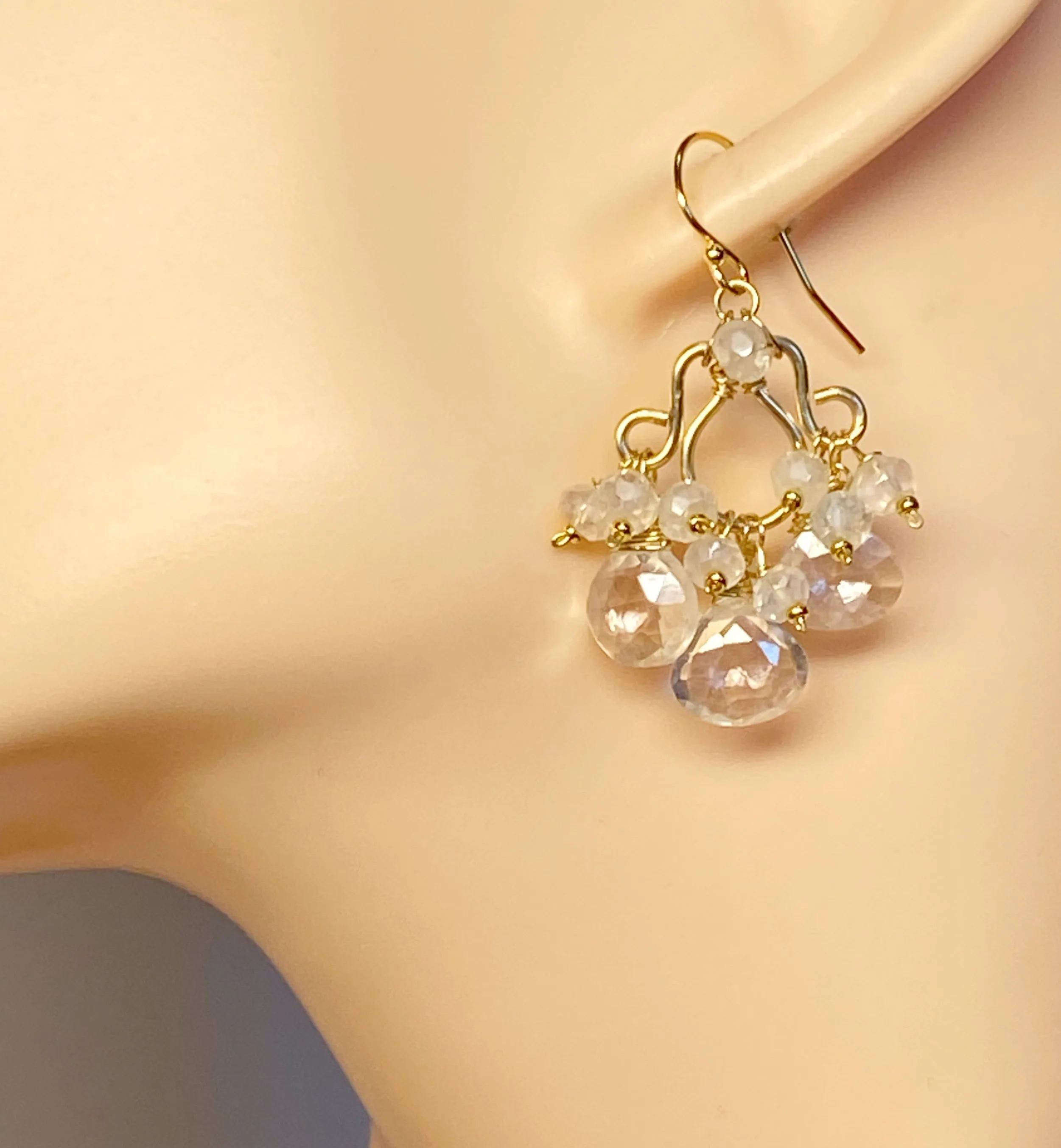 Mystic Crystal Quartz Chandelier Earrings Gold Fill 2