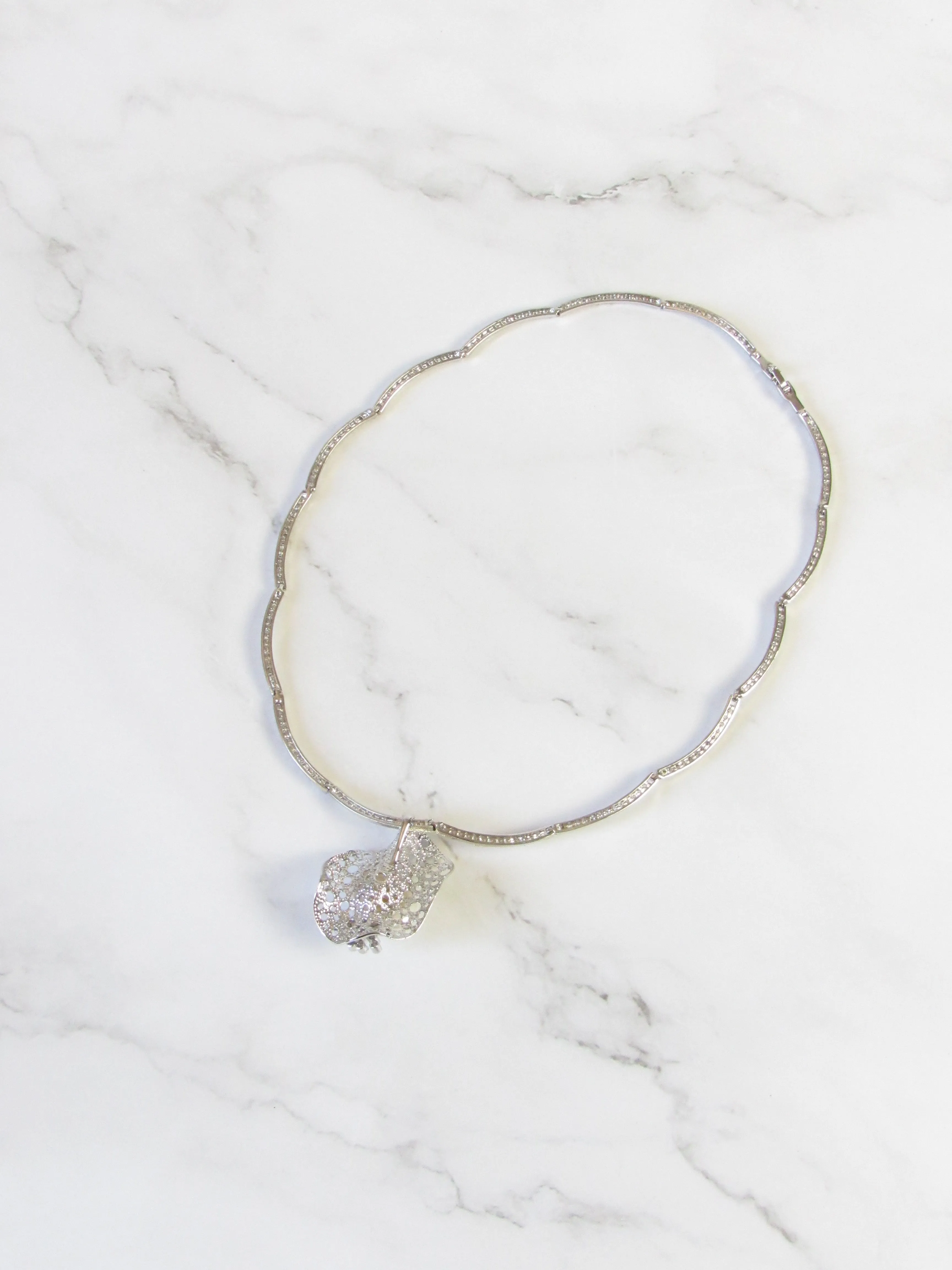 Natural Baroque Pearl 18K White Gold Pendant Necklace