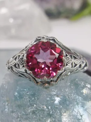 Natural Pink Topaz Ring, Daisy Filigree Victorian Jewelry #D66