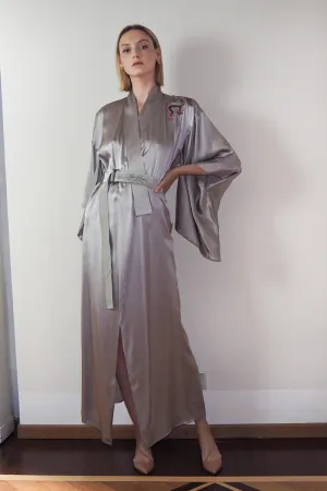 Natural Pure Silk Dragon embroidery robe Kimono