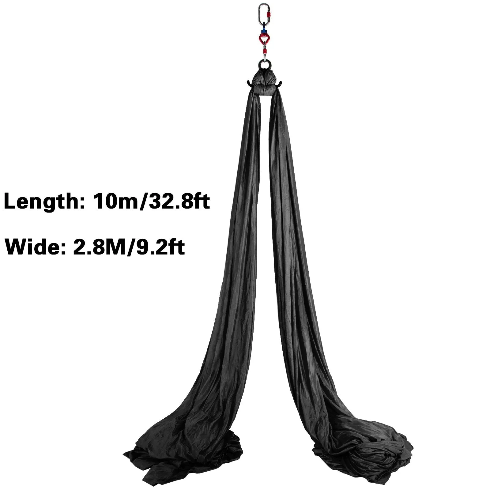 NEW Vevor Complete Aerial Silk Kit Trapeze Hammock 11 Yards fit Yoga Swing Stand Antigravity Silks 10Mx2.8M, Black! Retails $146 