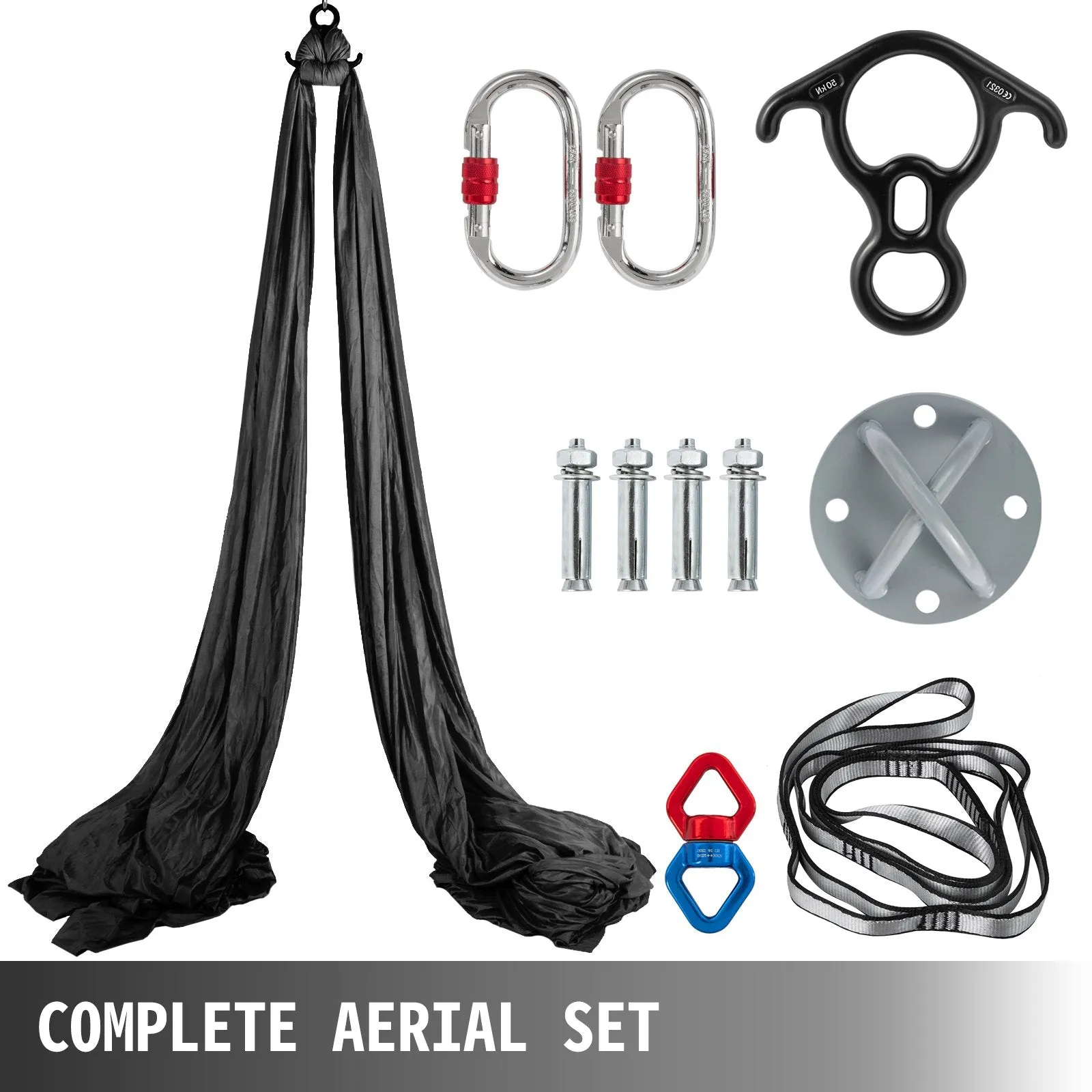 NEW Vevor Complete Aerial Silk Kit Trapeze Hammock 11 Yards fit Yoga Swing Stand Antigravity Silks 10Mx2.8M, Black! Retails $146 