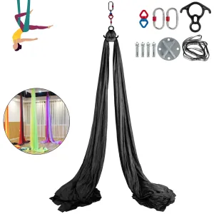 NEW Vevor Complete Aerial Silk Kit Trapeze Hammock 11 Yards fit Yoga Swing Stand Antigravity Silks 10Mx2.8M, Black! Retails $146 