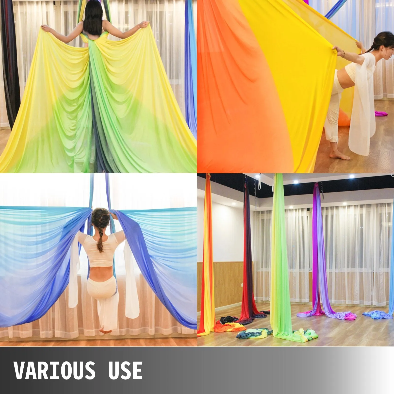 NEW Vevor Complete Aerial Silk Kit Trapeze Hammock 11 Yards fit Yoga Swing Stand Antigravity Silks 10Mx2.8M, Black! Retails $146 