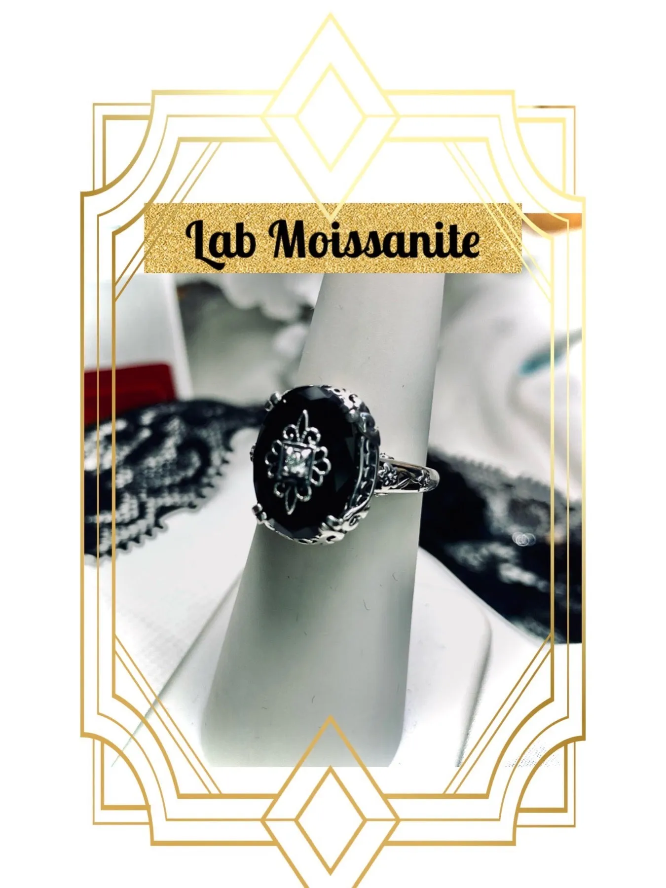 Onyx Ring or Save 15% on Jewelry Set, Sterling Silver Embellishment, Edwardian Jewelry #D70e