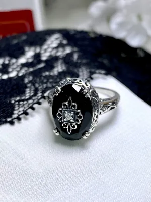 Onyx Ring or Save 15% on Jewelry Set, Sterling Silver Embellishment, Edwardian Jewelry #D70e