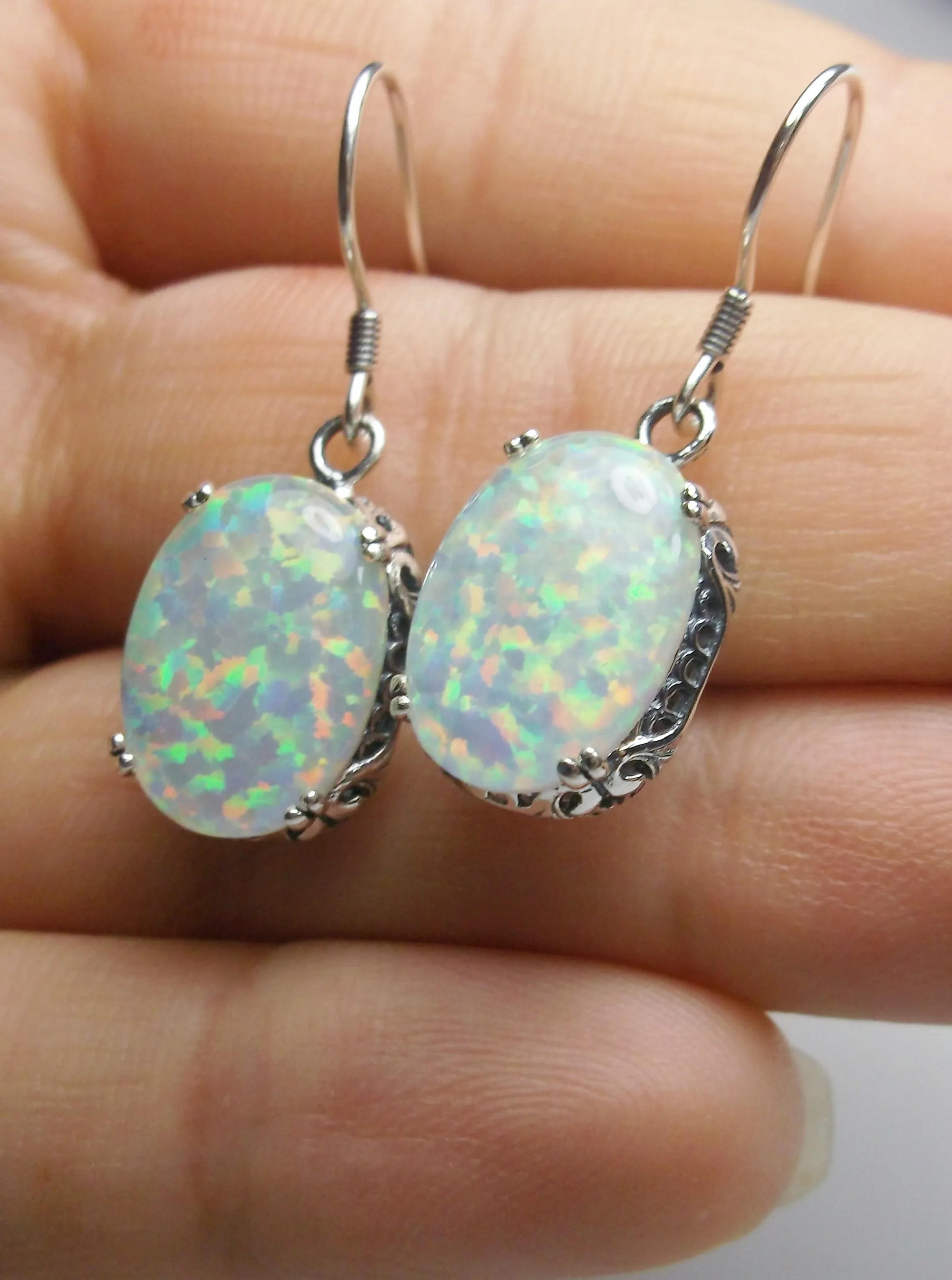 Opal Earrings, Vintage Edwardian Jewelry #E70