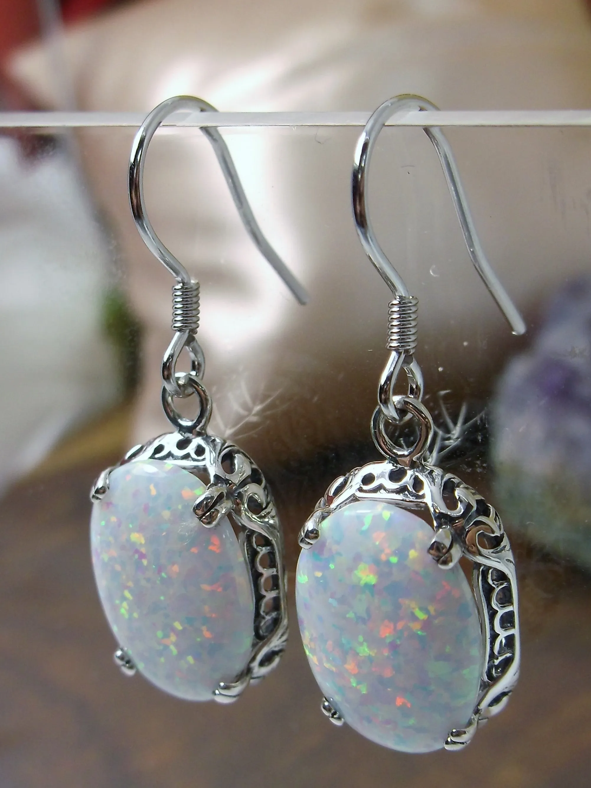 Opal Earrings, Vintage Edwardian Jewelry #E70