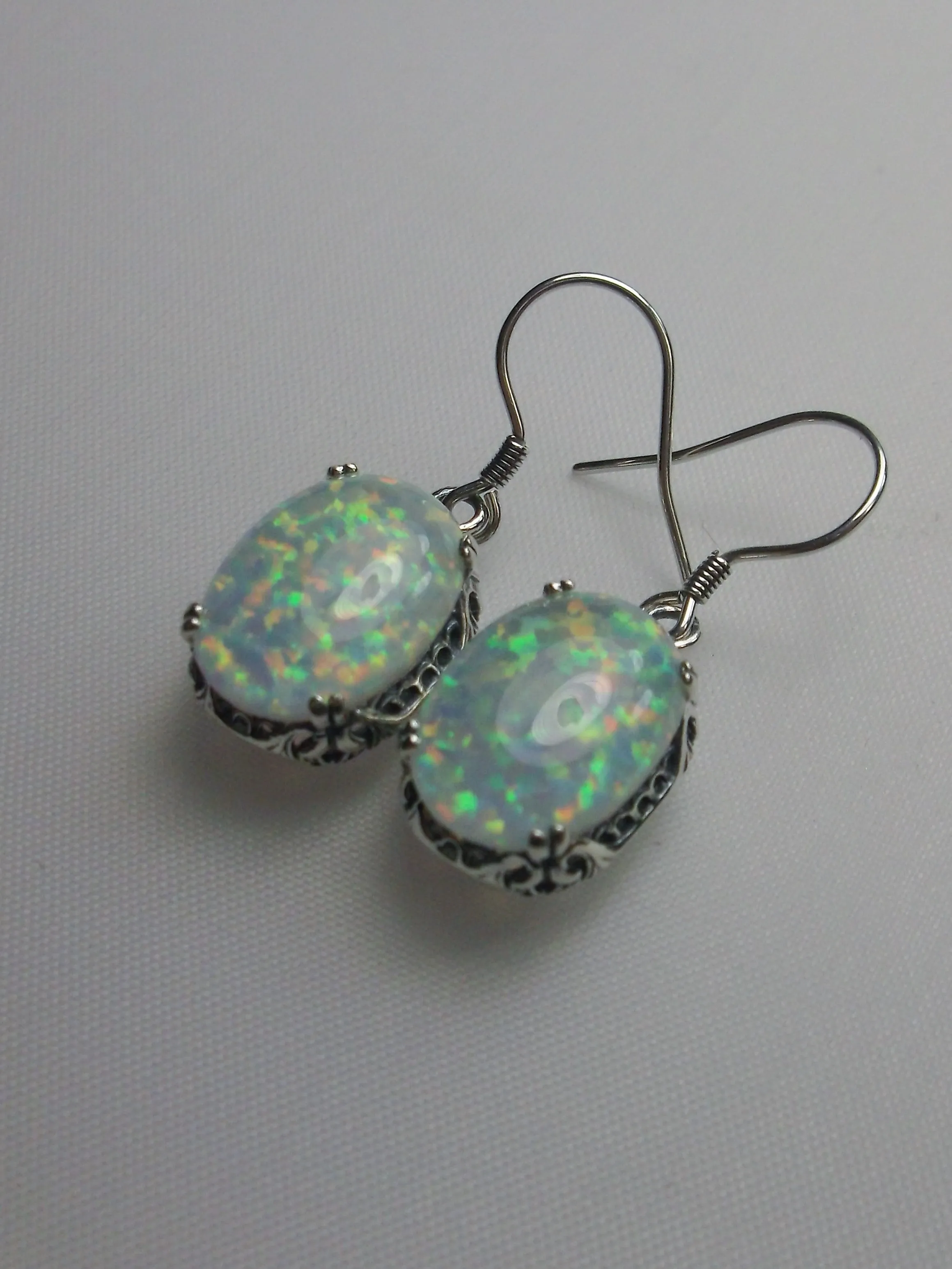 Opal Earrings, Vintage Edwardian Jewelry #E70
