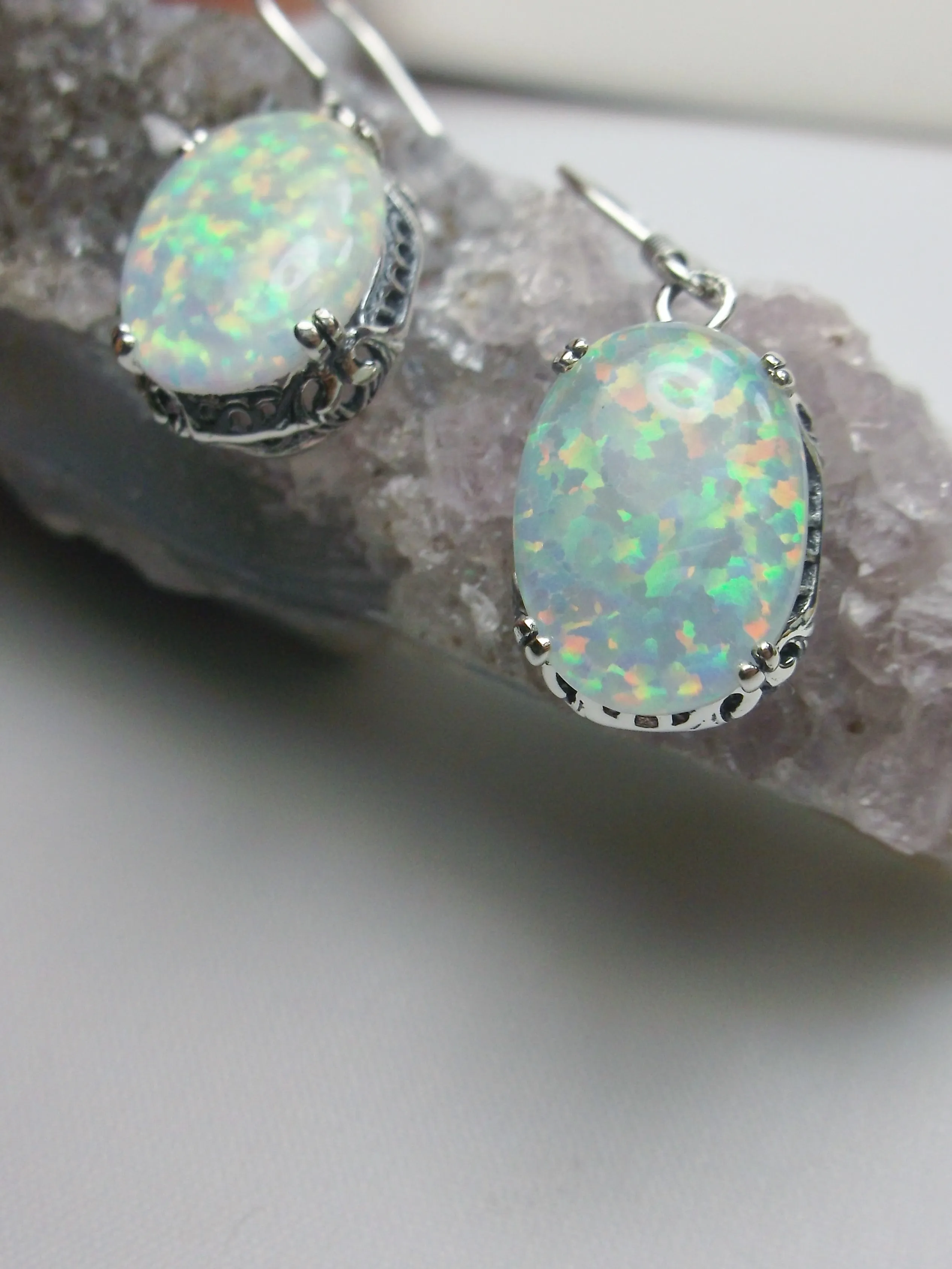 Opal Earrings, Vintage Edwardian Jewelry #E70