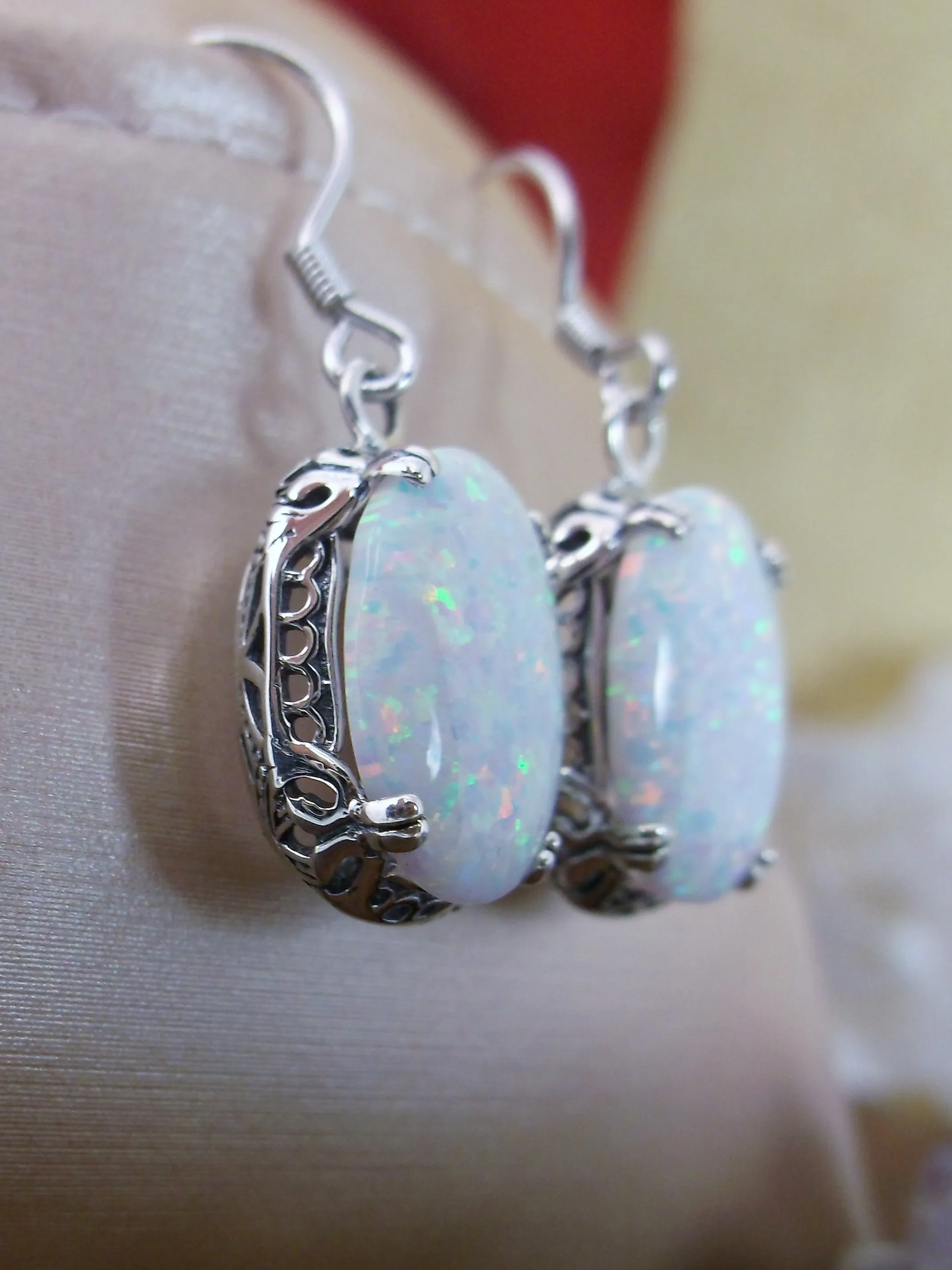 Opal Earrings, Vintage Edwardian Jewelry #E70