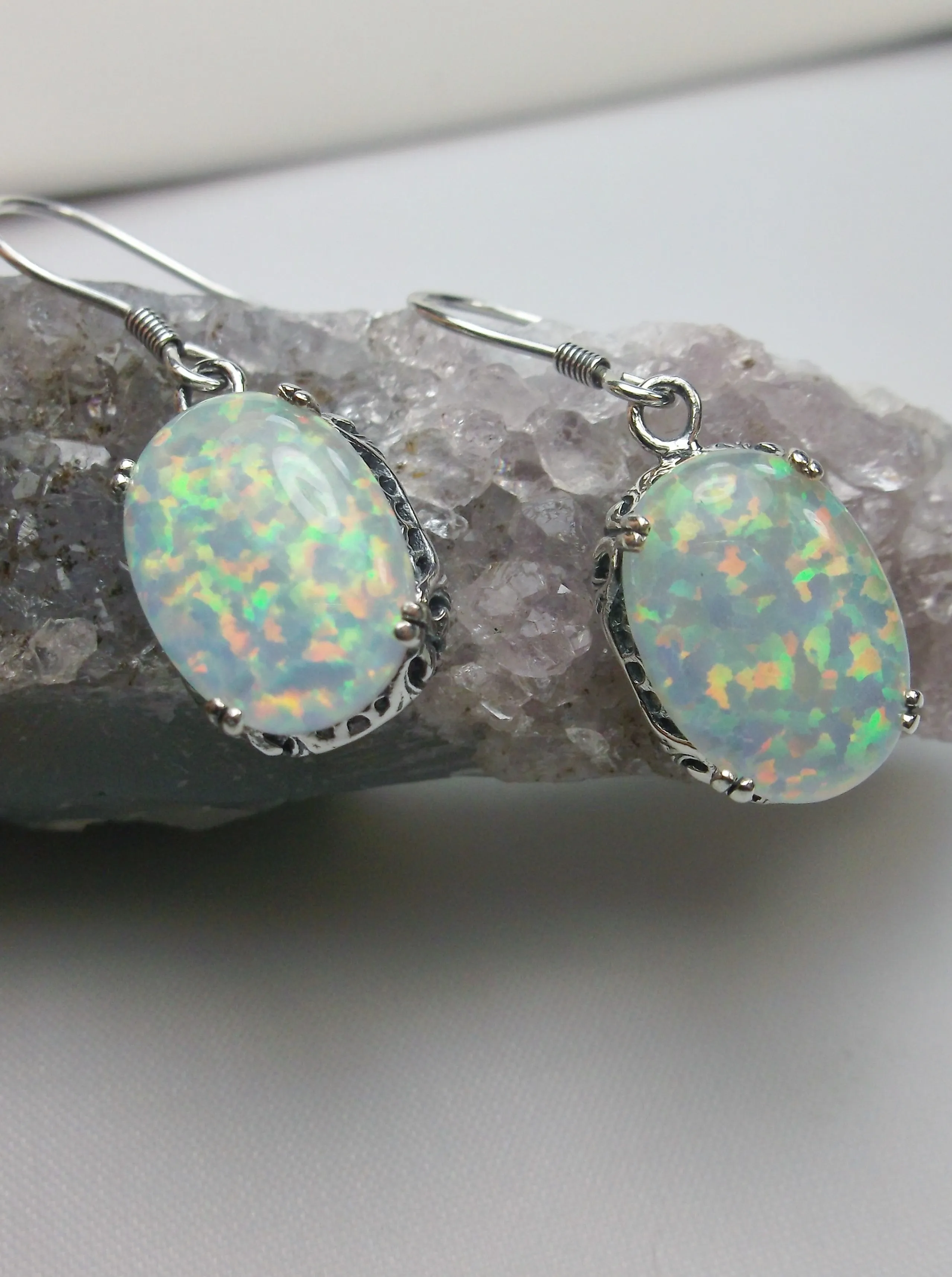 Opal Earrings, Vintage Edwardian Jewelry #E70