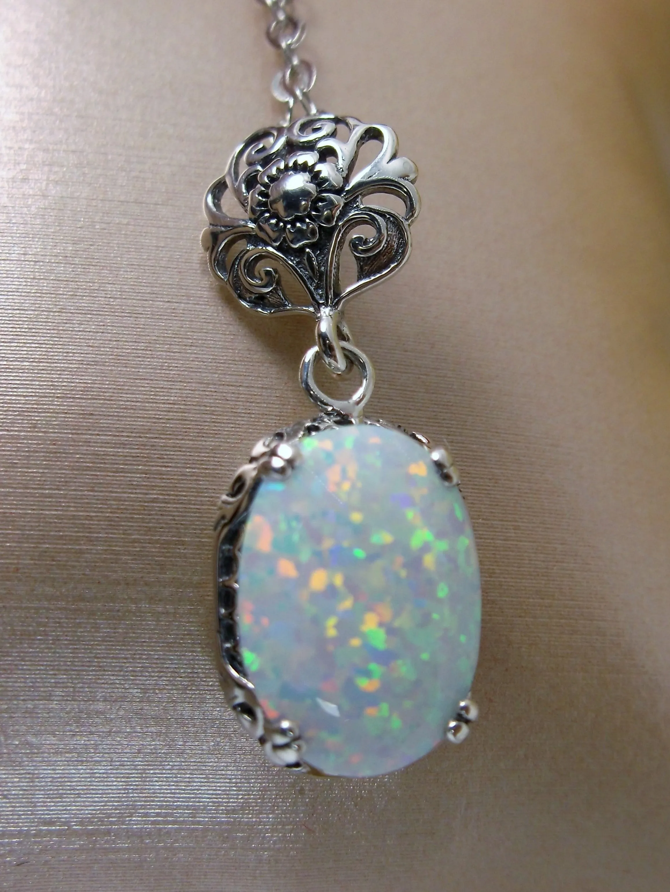 Opal Pendant, Edwardian Necklace #P70