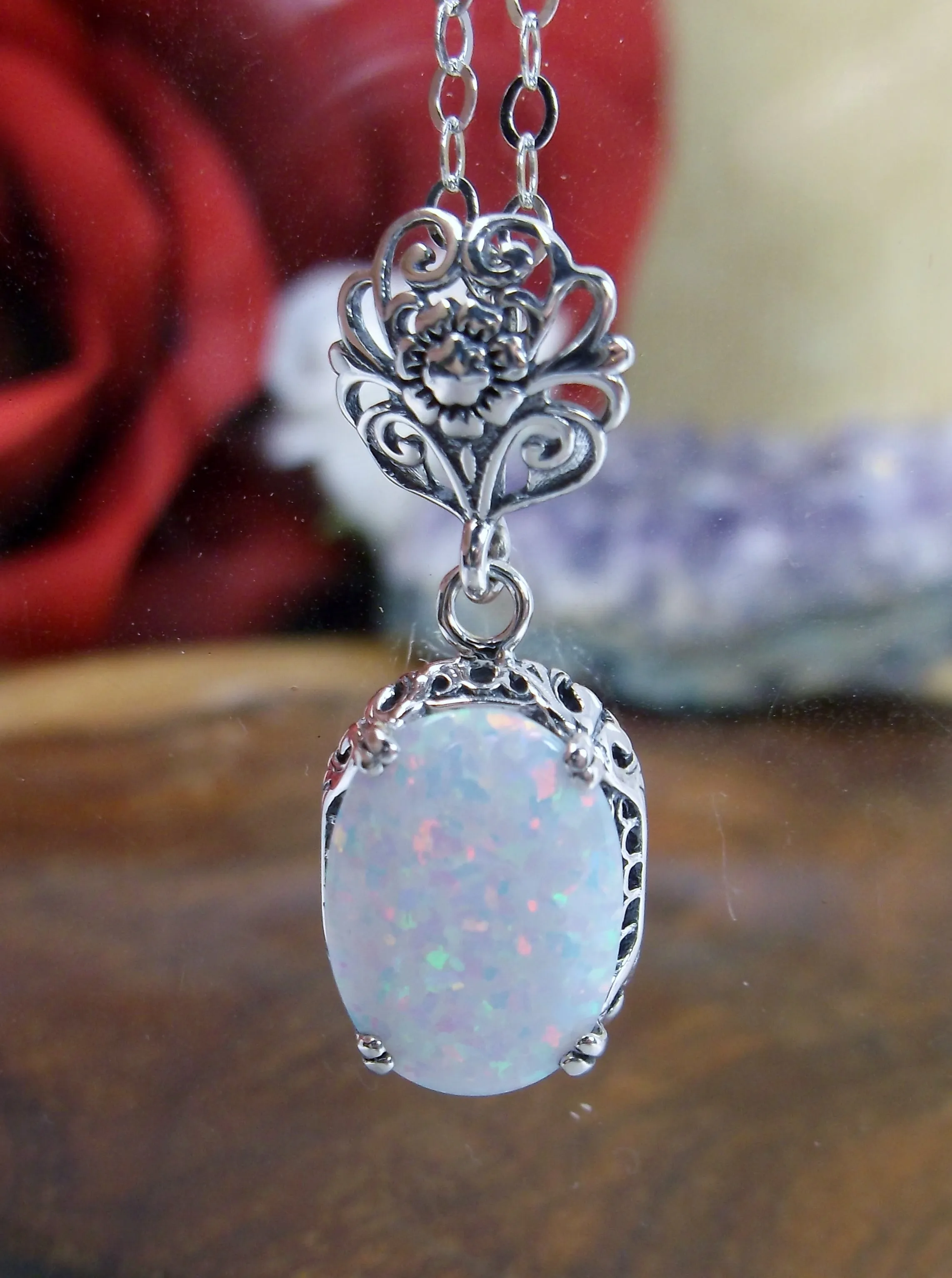 Opal Pendant, Edwardian Necklace #P70