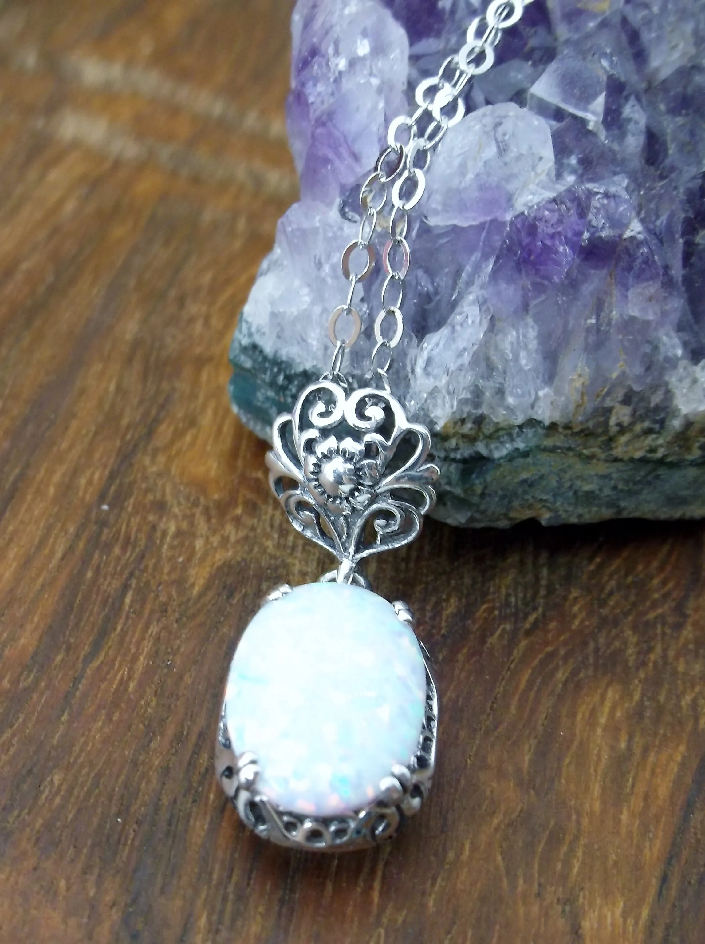 Opal Pendant, Edwardian Necklace #P70