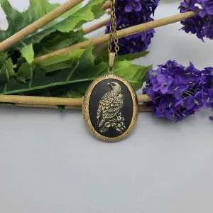 Ox Brass Oval Antiqued Eagle Cameo Locket Necklace  Jewelry