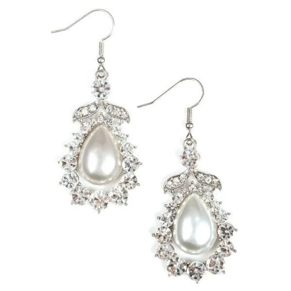 Paparazzi Award Winning Shimmer White Pierced Earrings