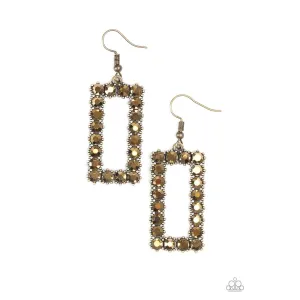 Paparazzi Mirror Mirror Brass Pierced Earrings