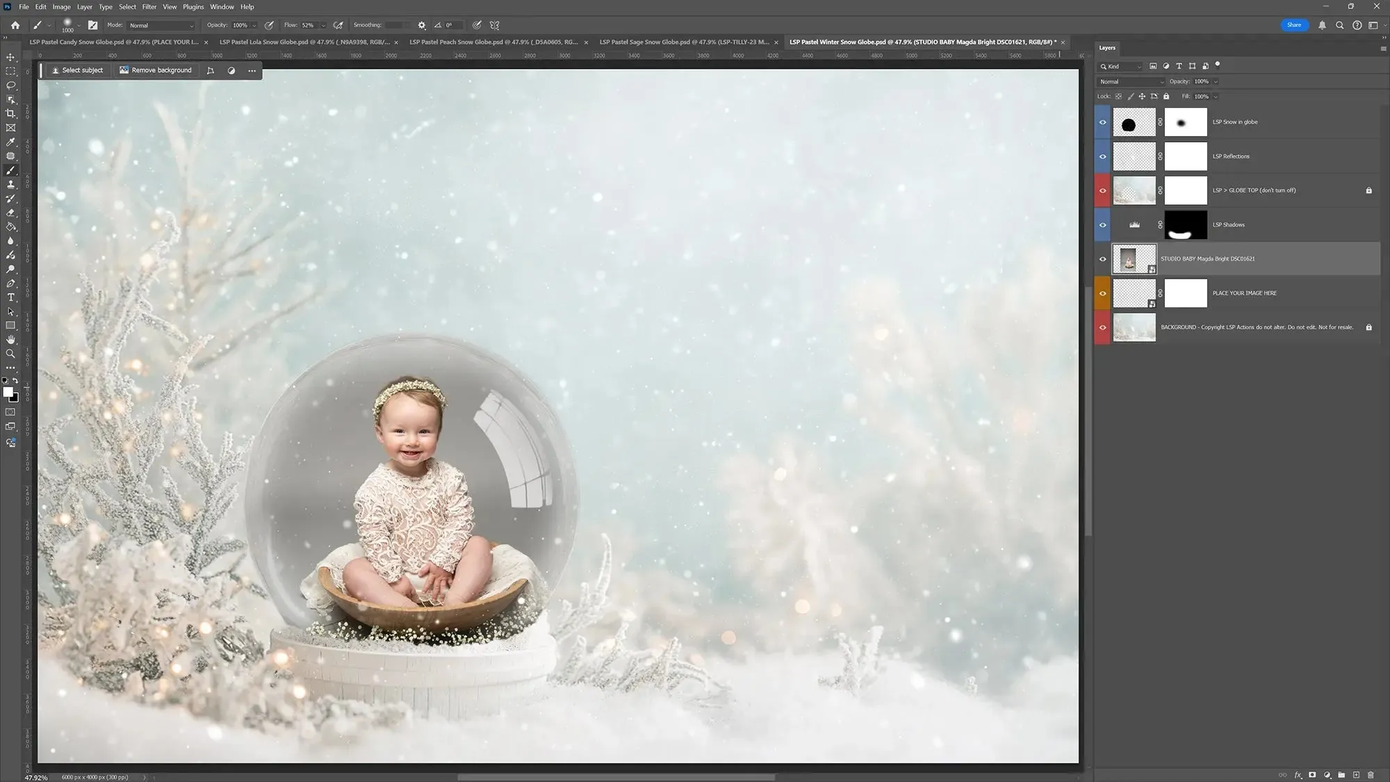 Pastel Snow Globe Digital Backgrounds V3