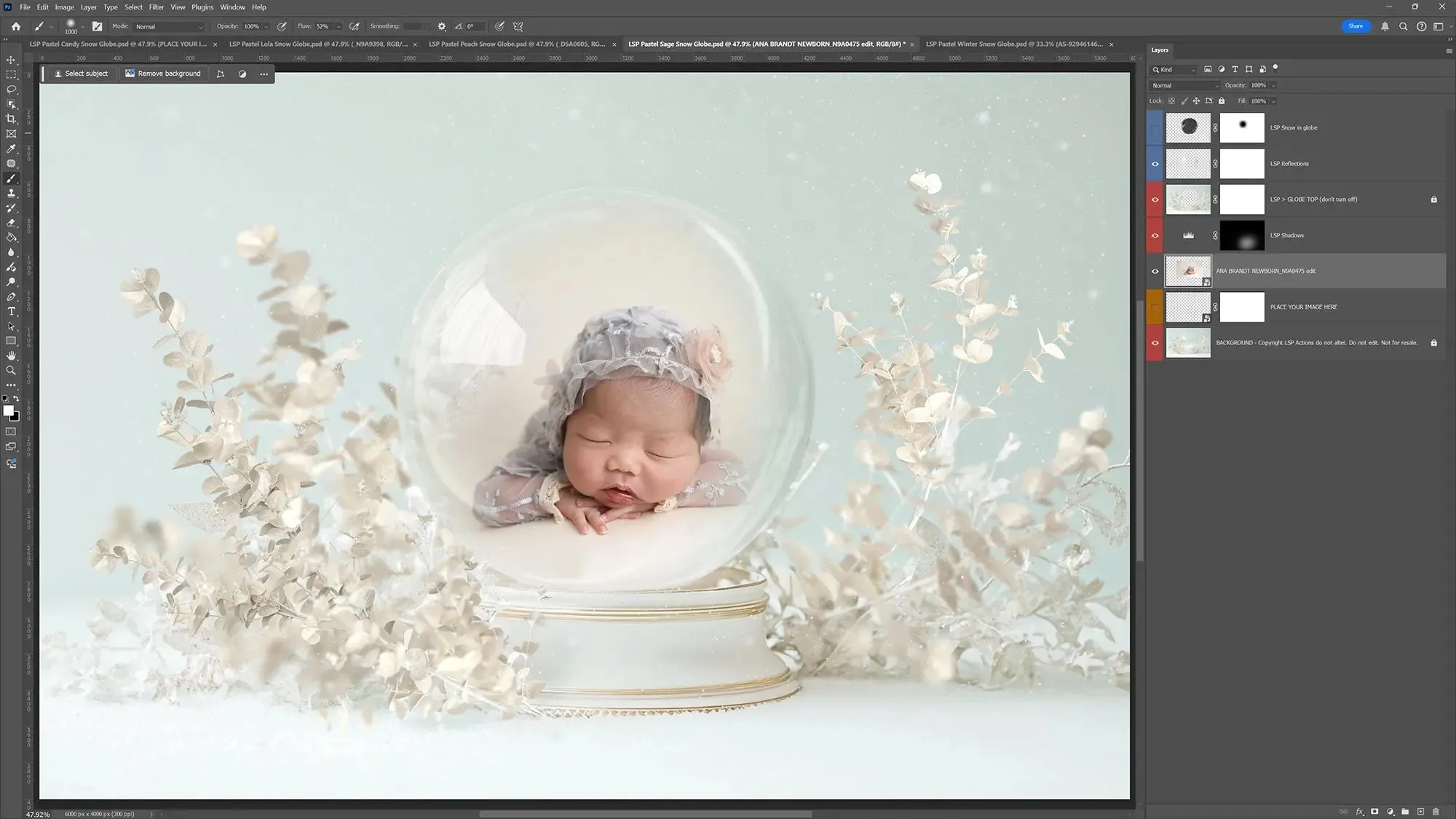 Pastel Snow Globe Digital Backgrounds V3