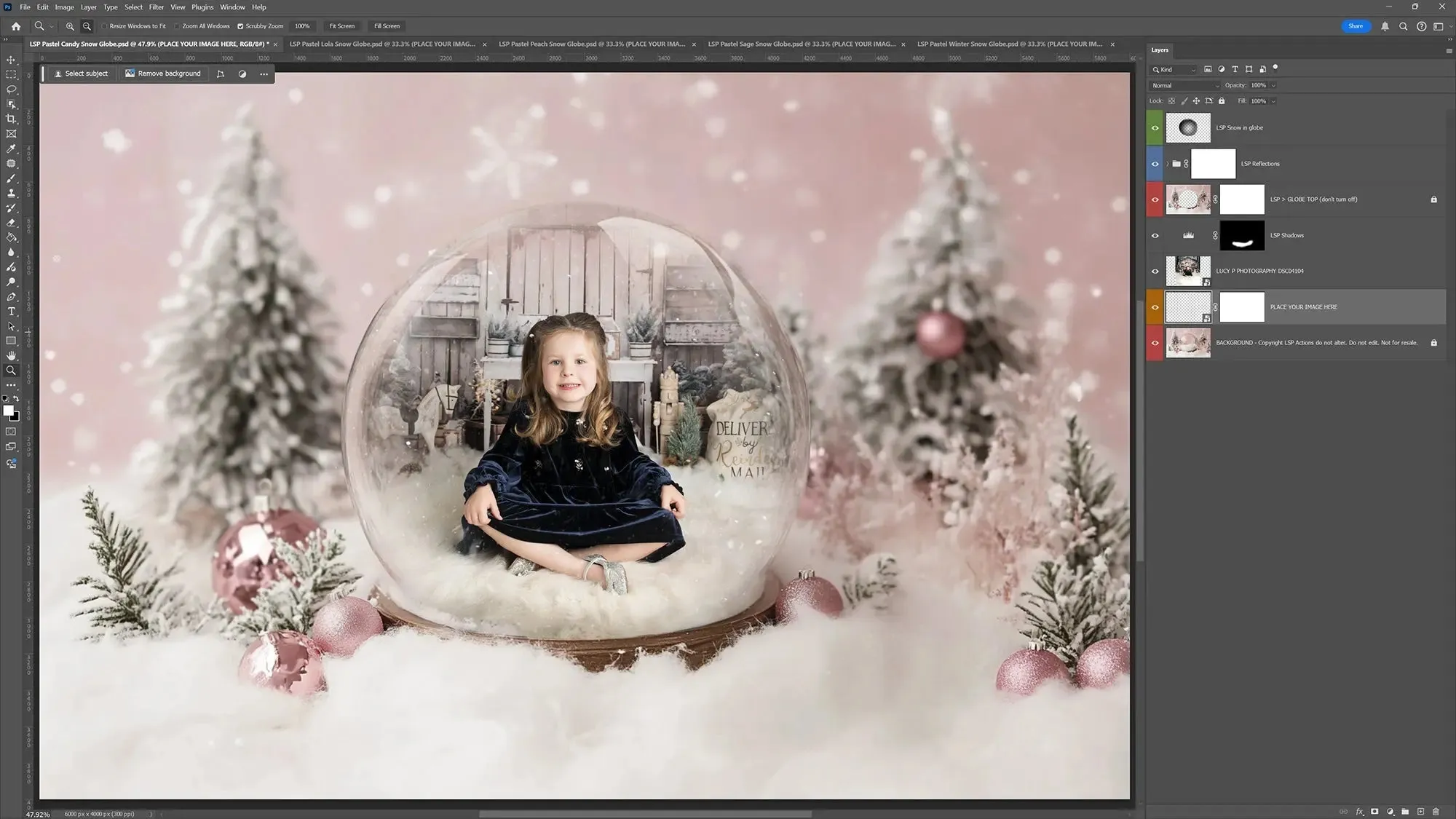 Pastel Snow Globe Digital Backgrounds V3