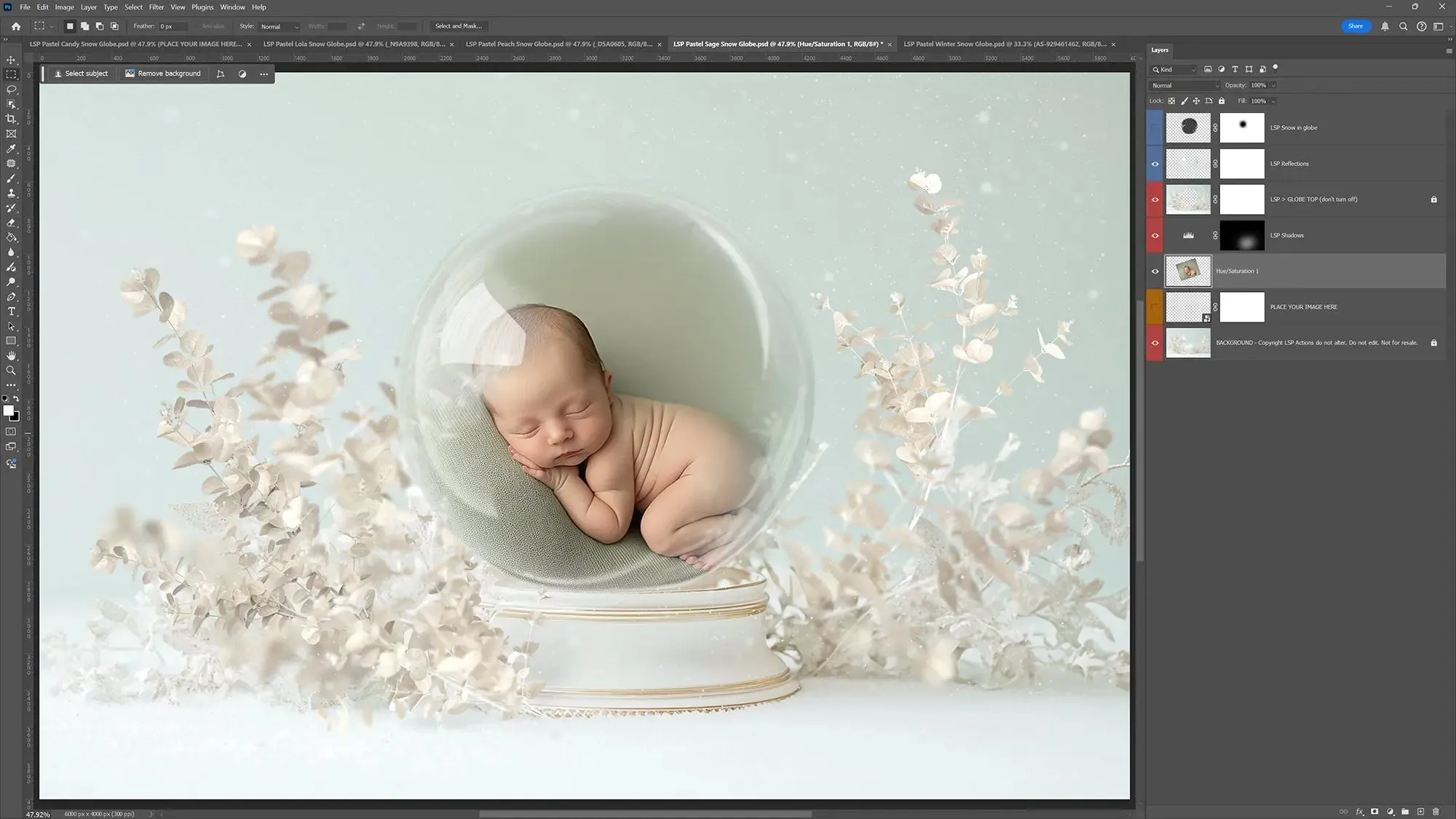 Pastel Snow Globe Digital Backgrounds V3