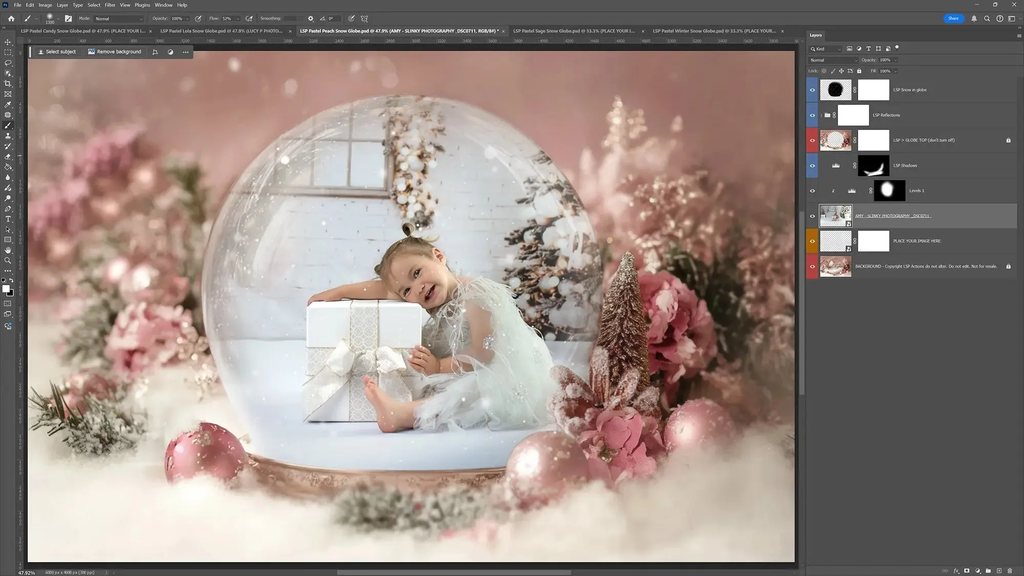 Pastel Snow Globe Digital Backgrounds V3