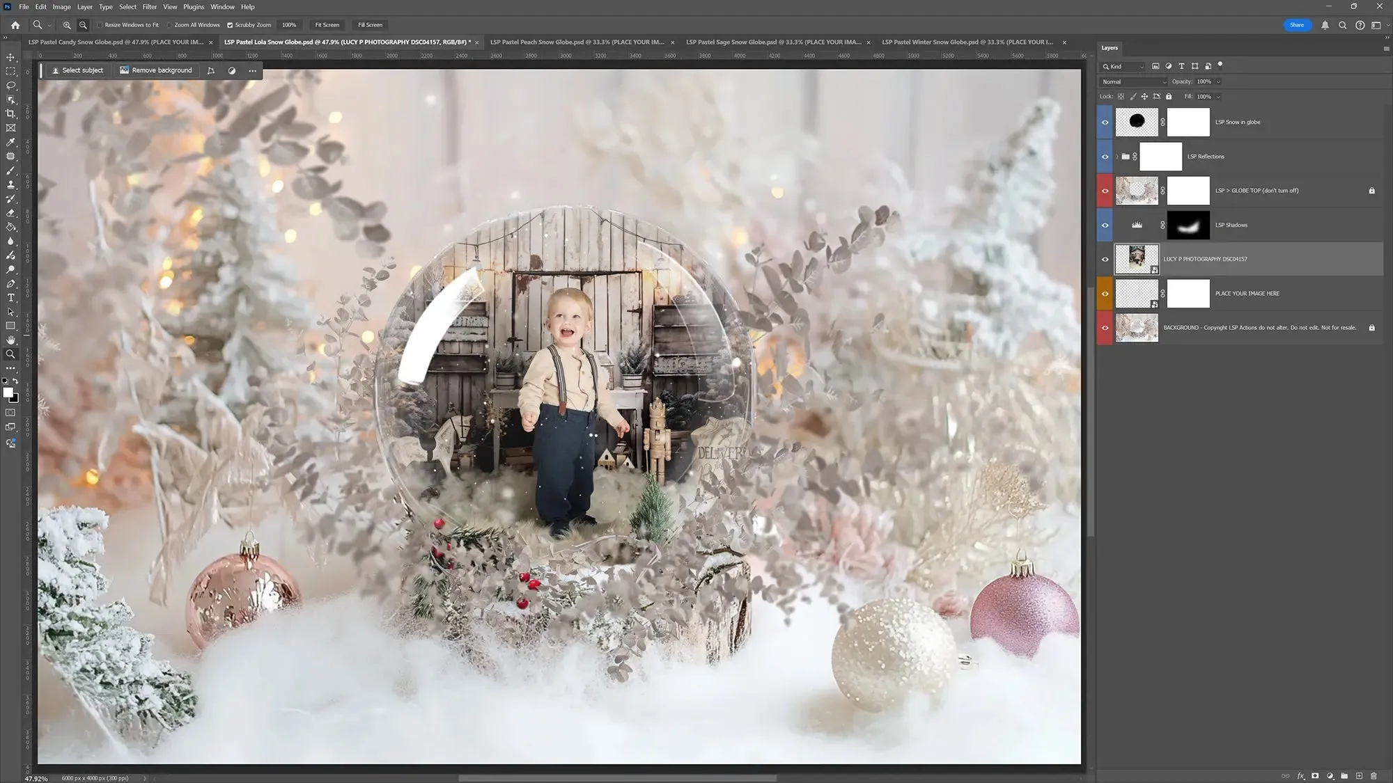 Pastel Snow Globe Digital Backgrounds V3
