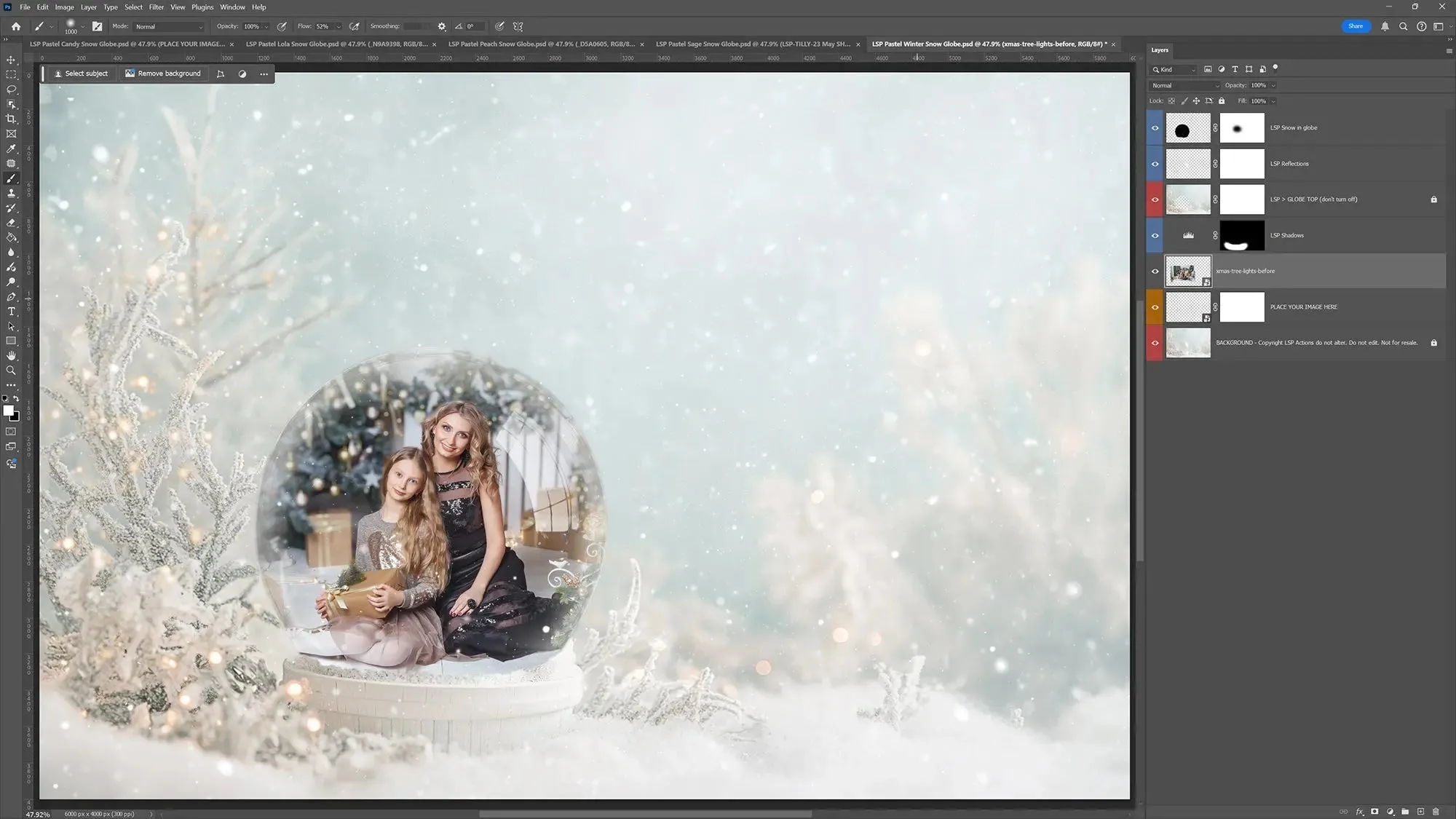 Pastel Snow Globe Digital Backgrounds V3