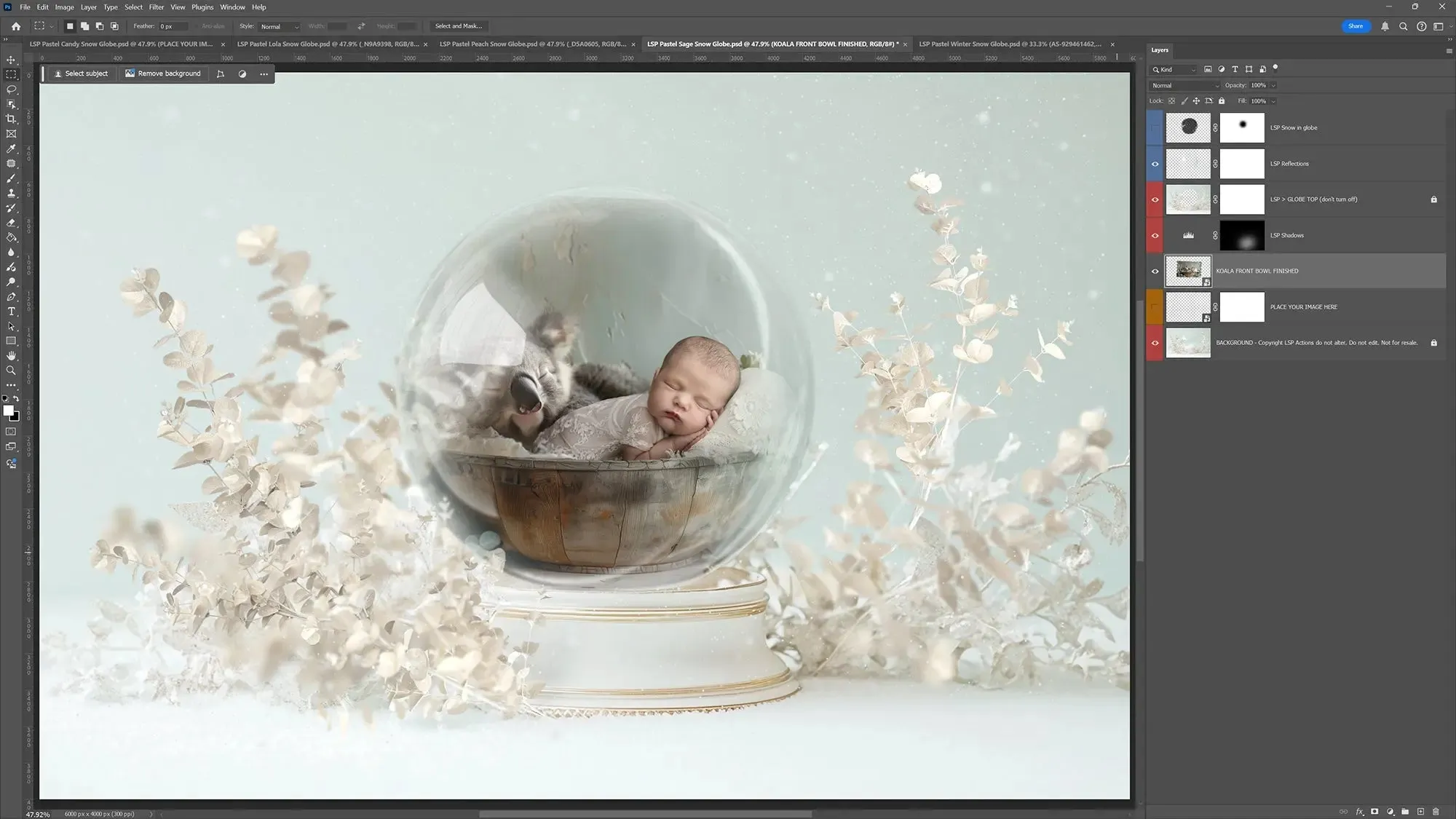 Pastel Snow Globe Digital Backgrounds V3
