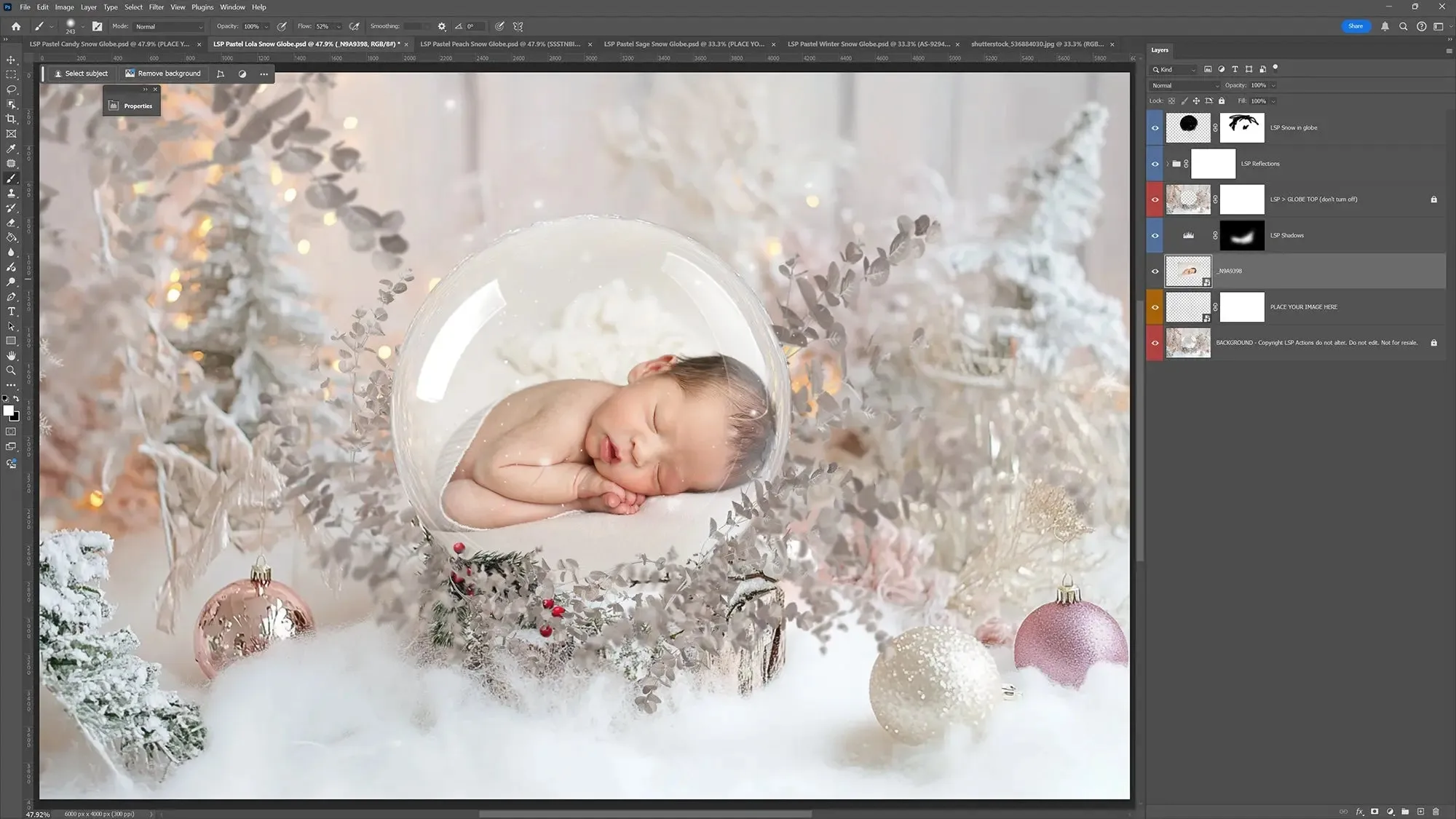 Pastel Snow Globe Digital Backgrounds V3