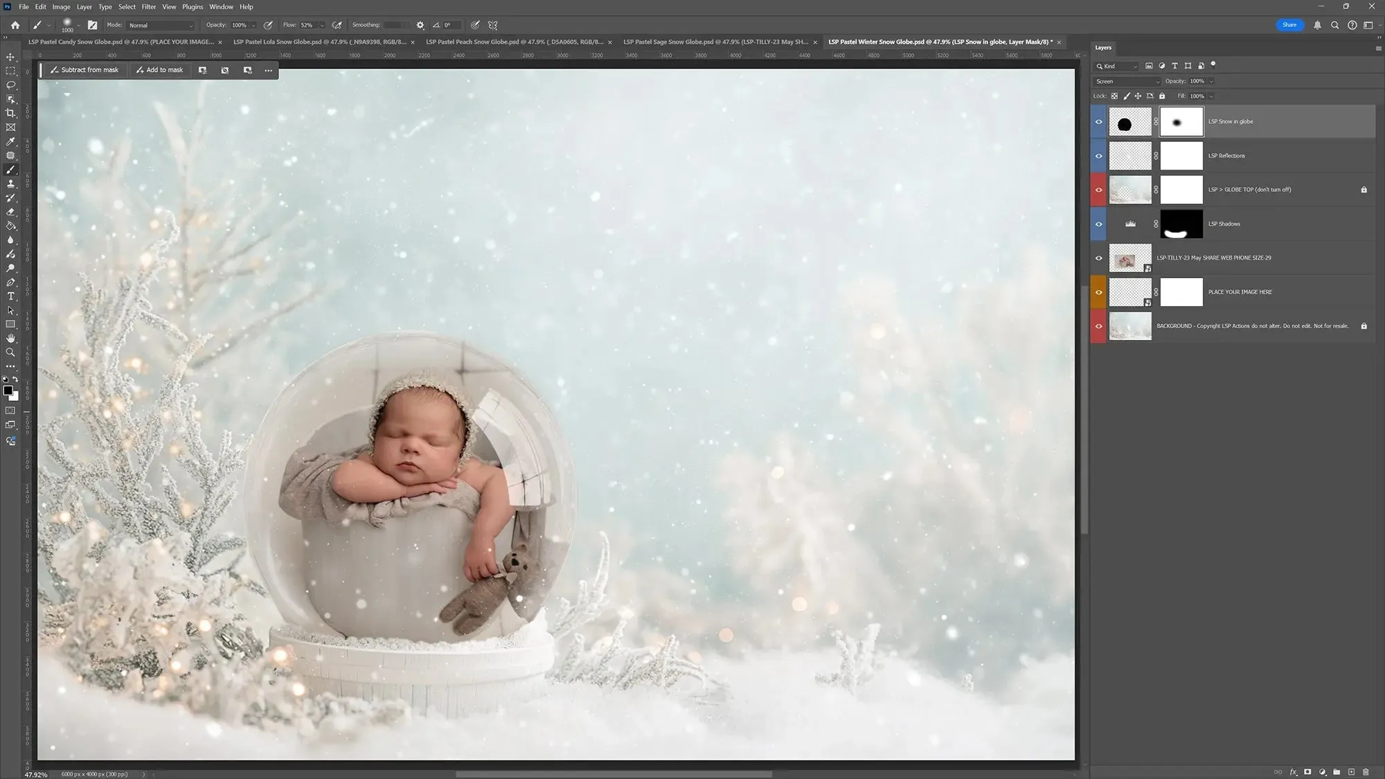 Pastel Snow Globe Digital Backgrounds V3