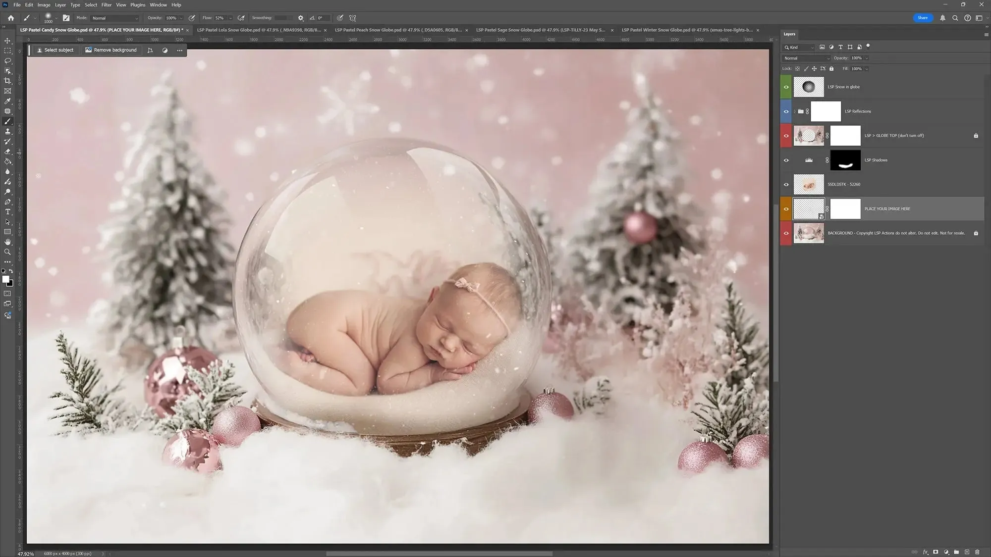 Pastel Snow Globe Digital Backgrounds V3