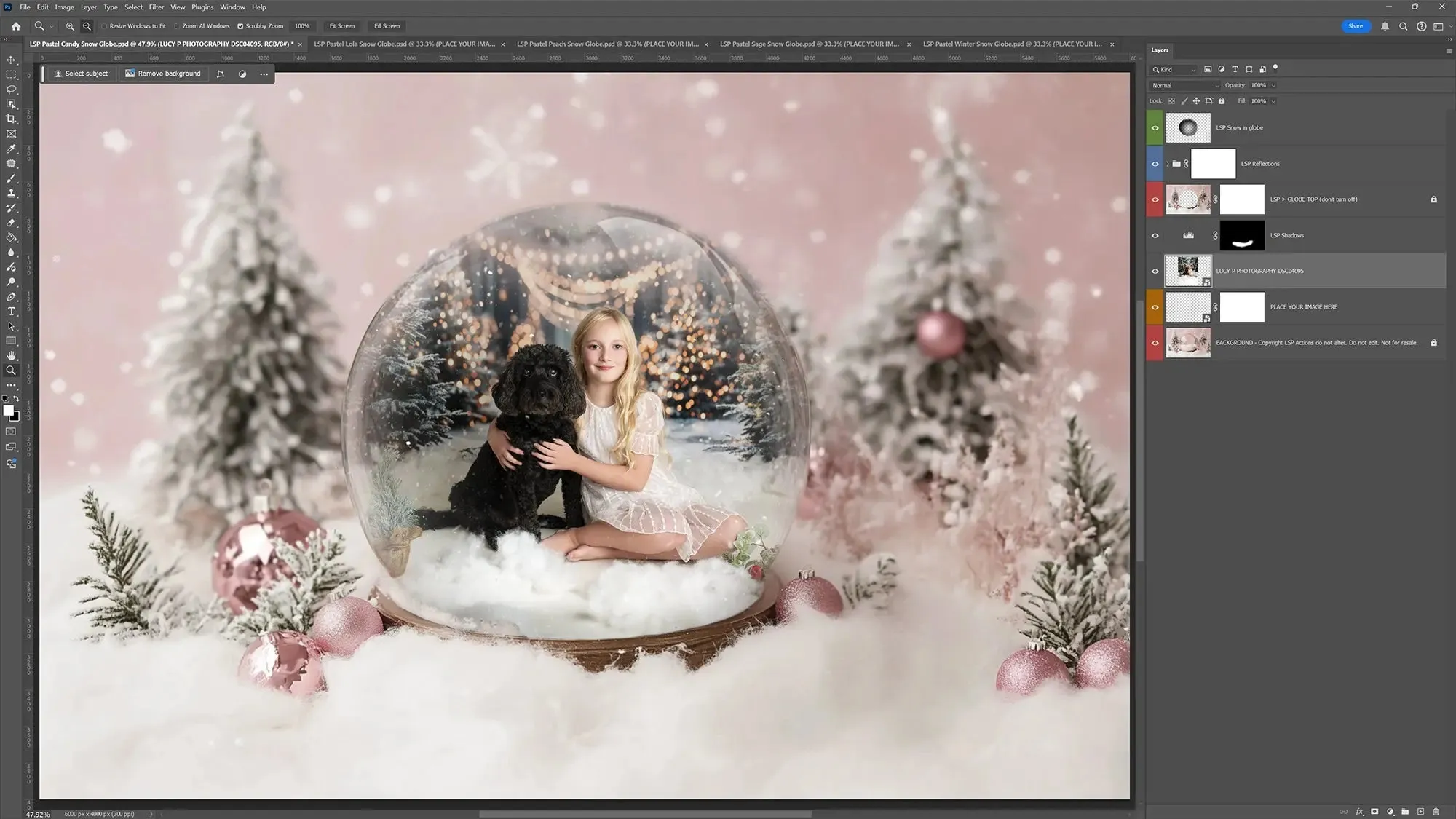 Pastel Snow Globe Digital Backgrounds V3