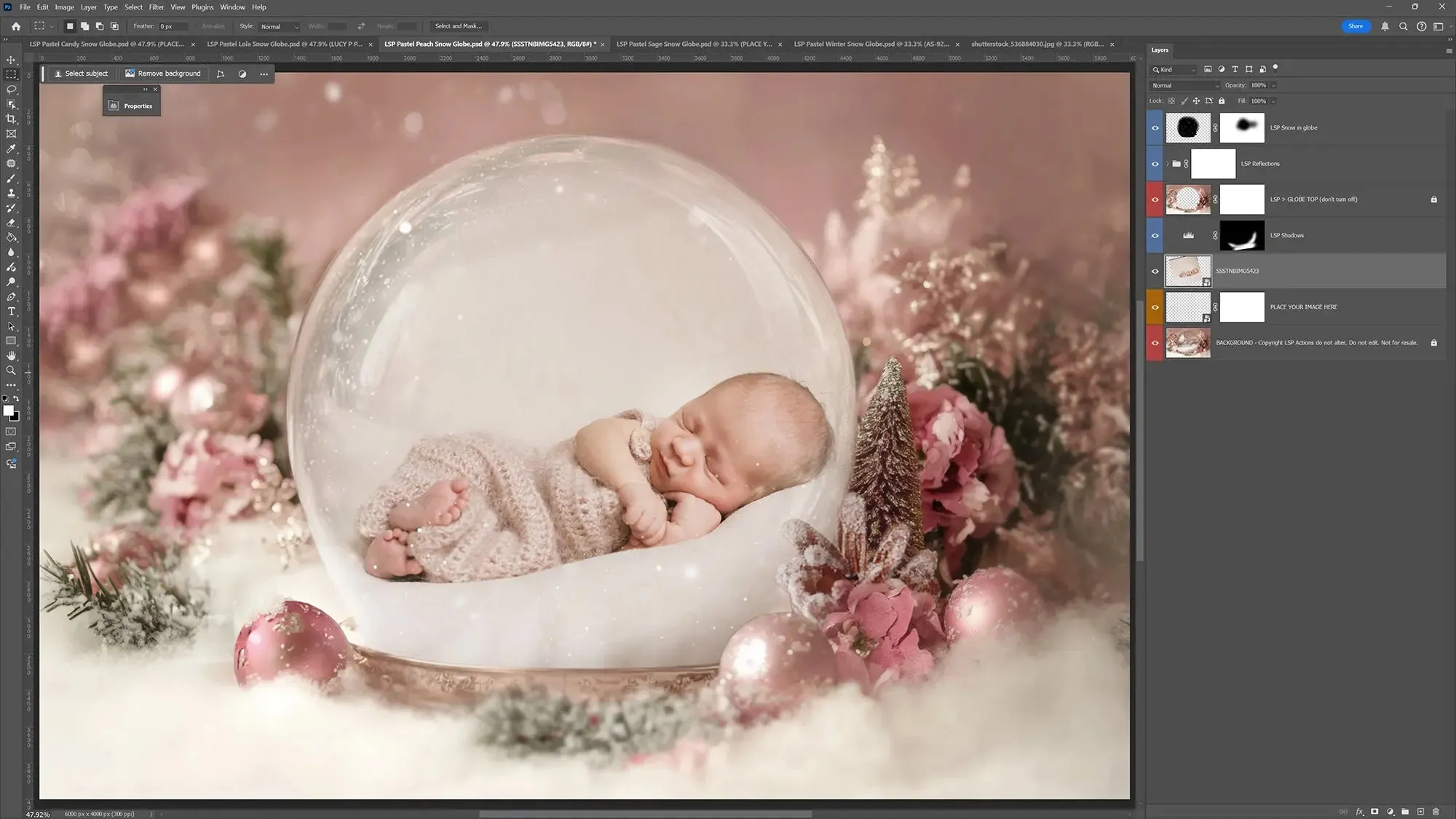 Pastel Snow Globe Digital Backgrounds V3
