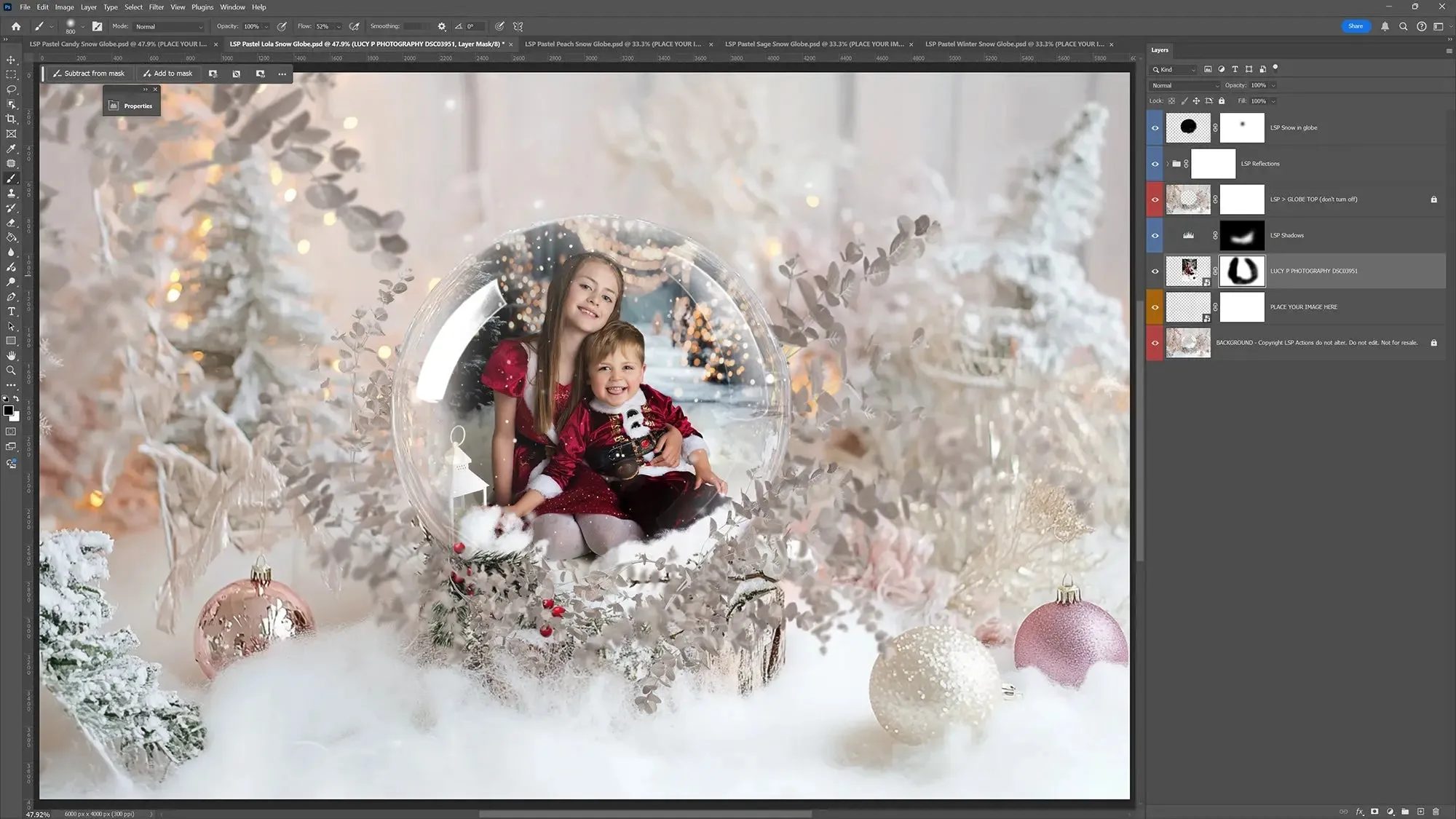Pastel Snow Globe Digital Backgrounds V3
