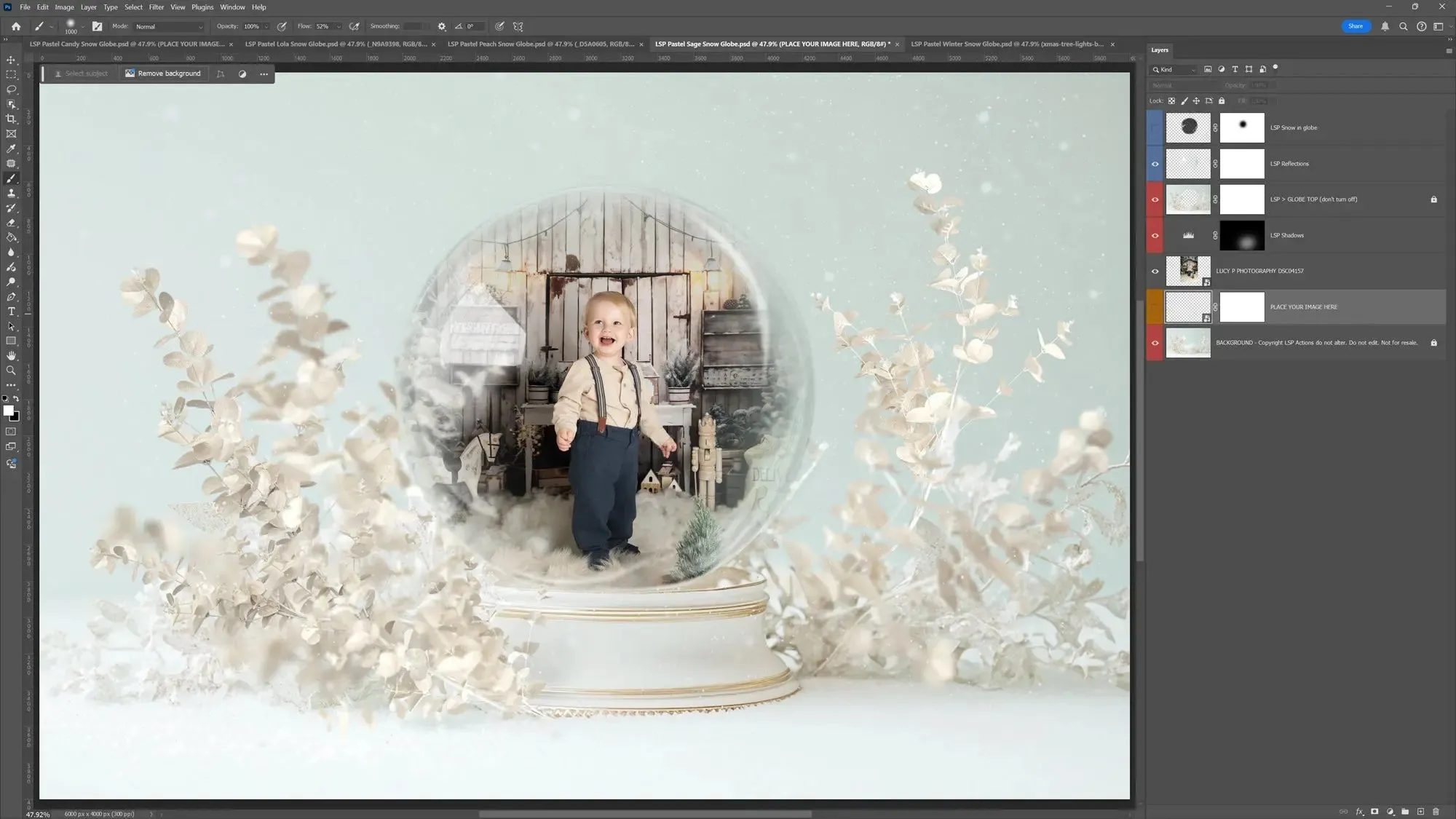 Pastel Snow Globe Digital Backgrounds V3
